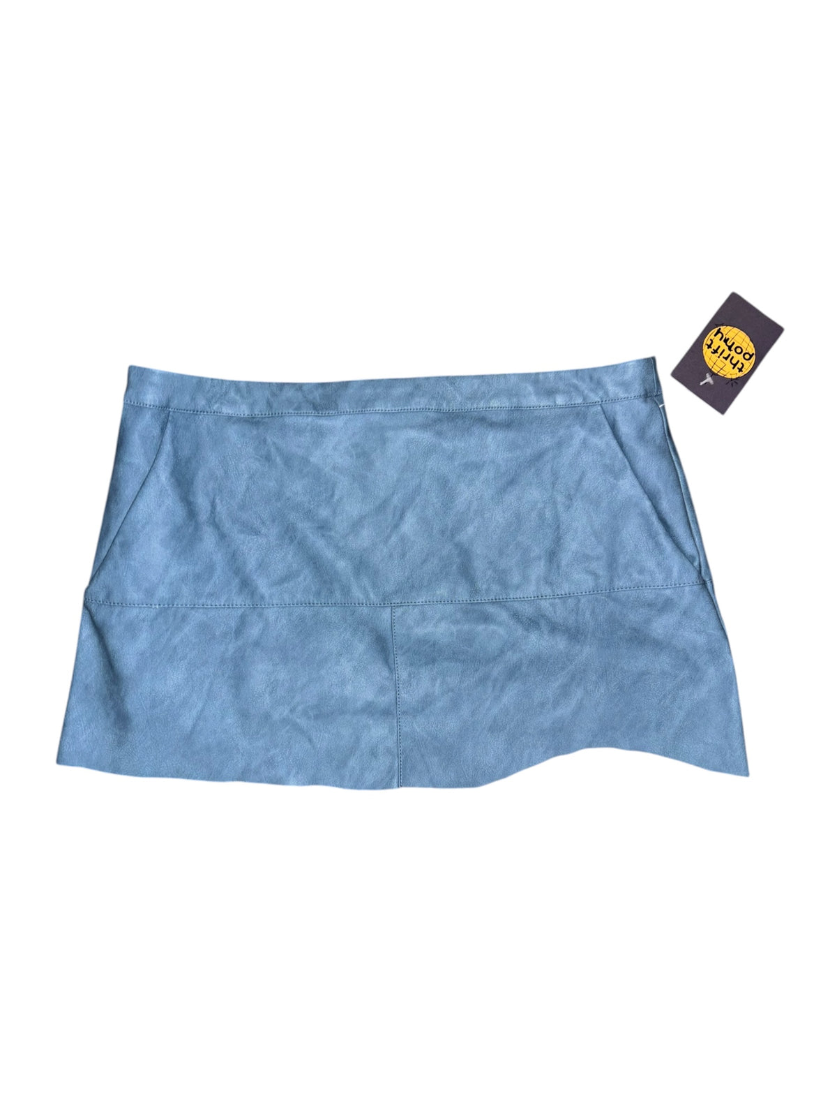 blue shinestar pleather mini skirt, xl