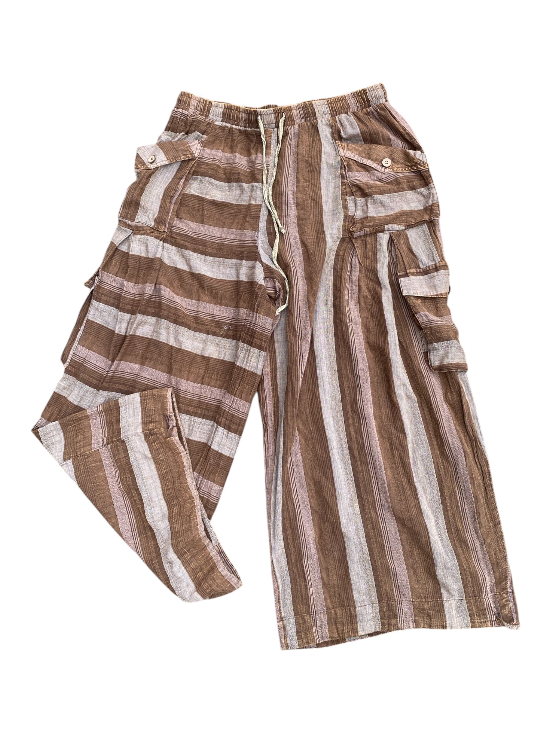 Brown Oli & Hali Striped flowy pants, M