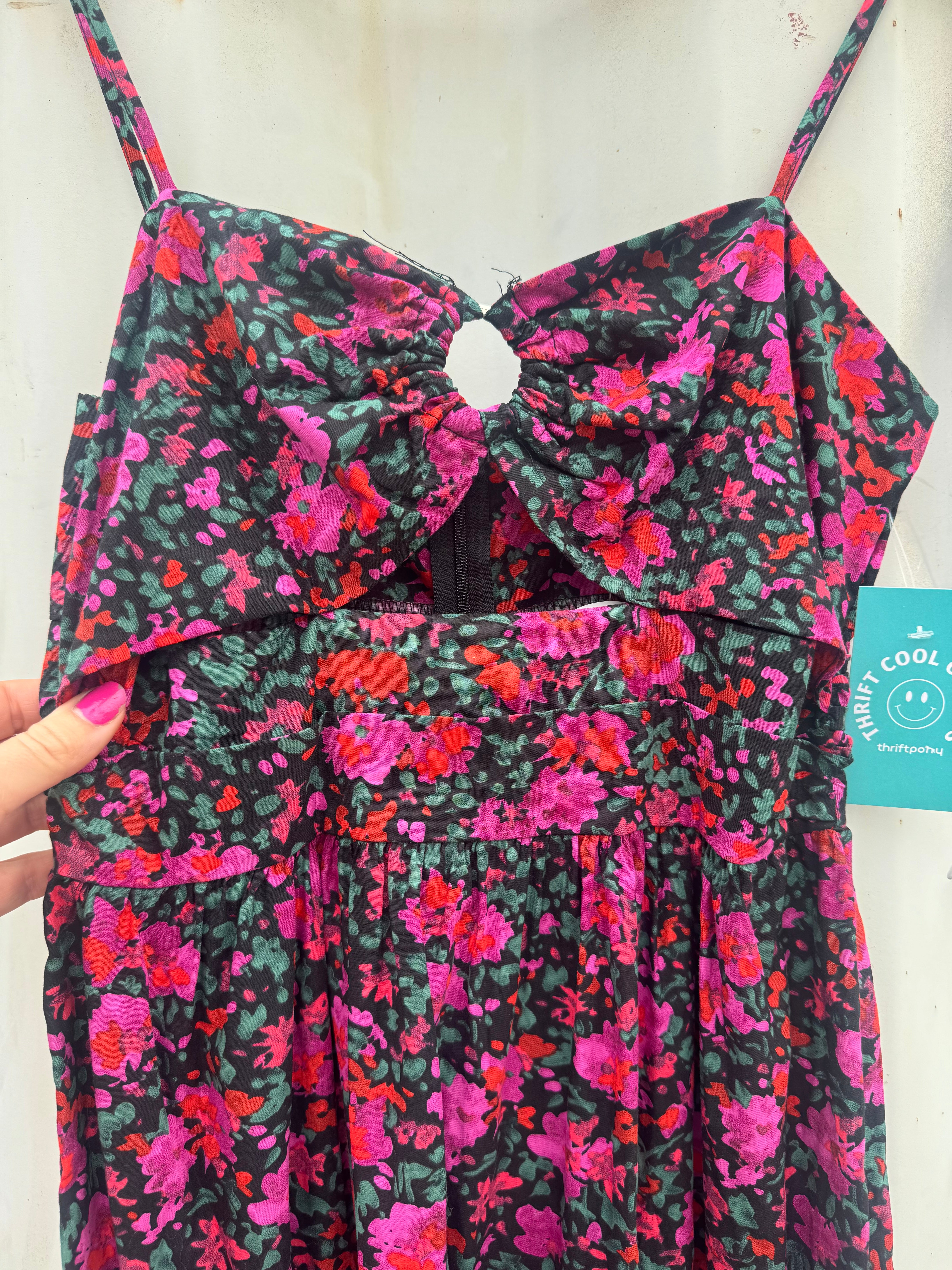 black pink fore floral maxi dress nwt, S