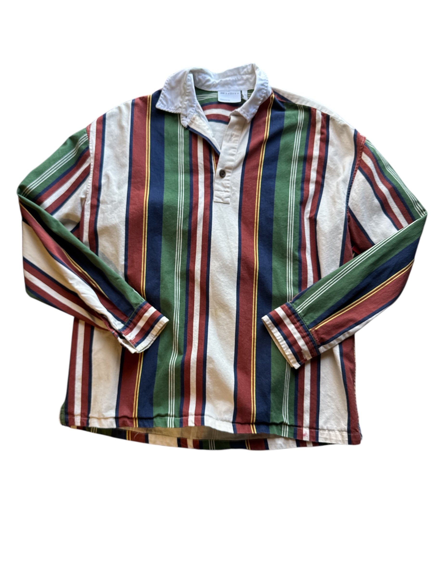 rust blue yellow asos striped button down, s