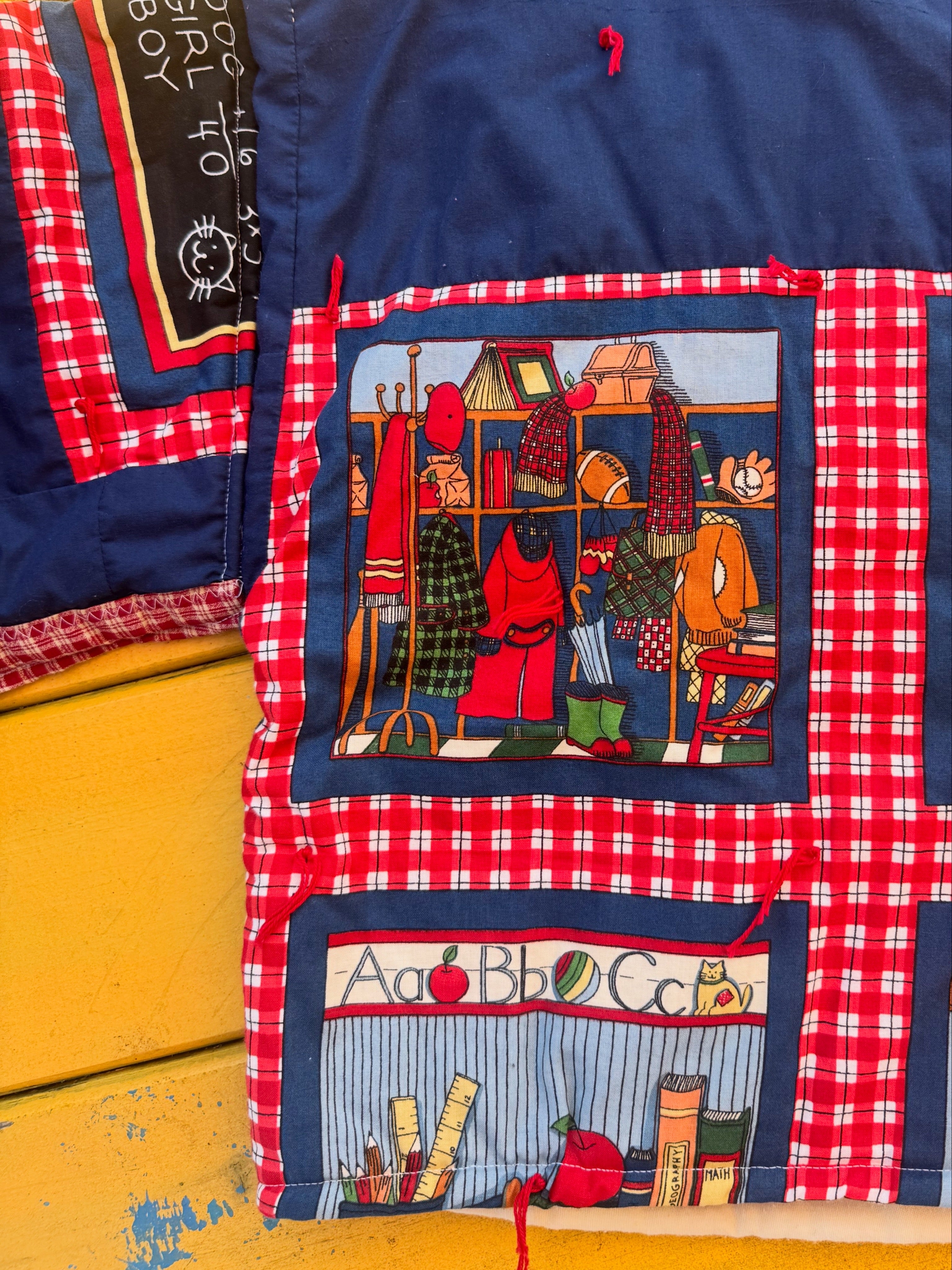 Blue red Shelby Lynn lives Handmade quilted school jacket, L