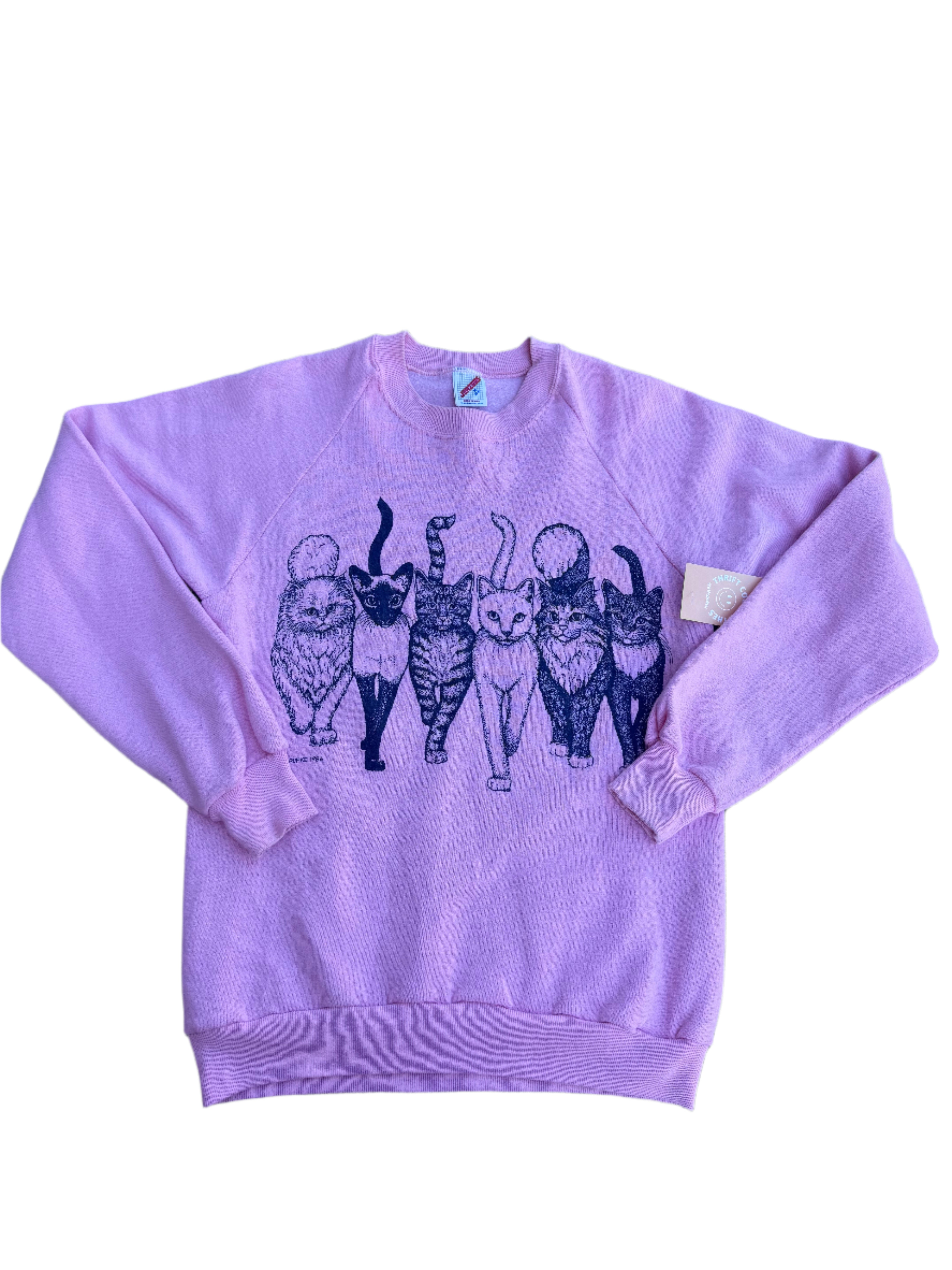 pink jerzees 1986 cat butt crew, m