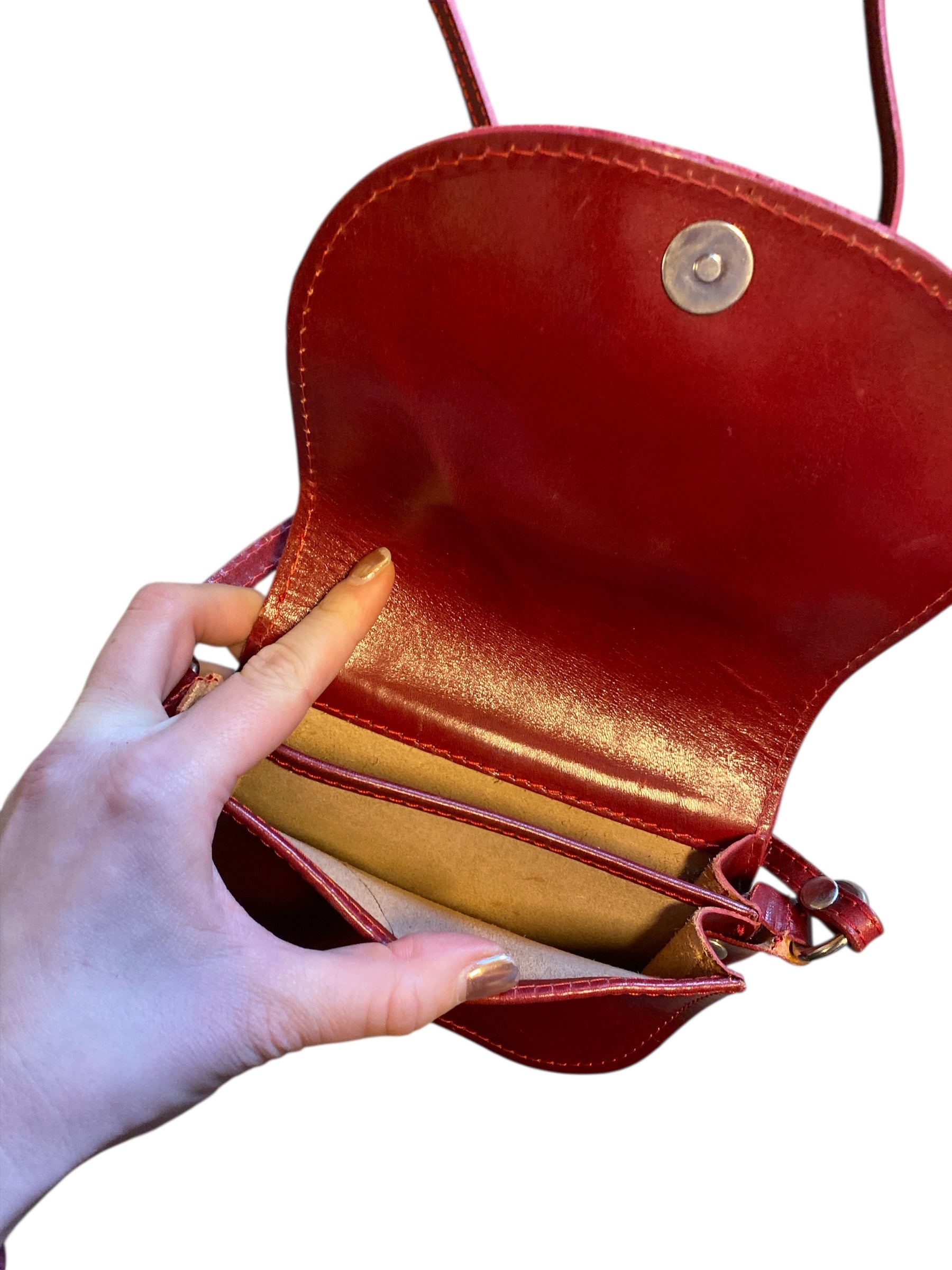 red Vera pelle Italian leather crossbody bag