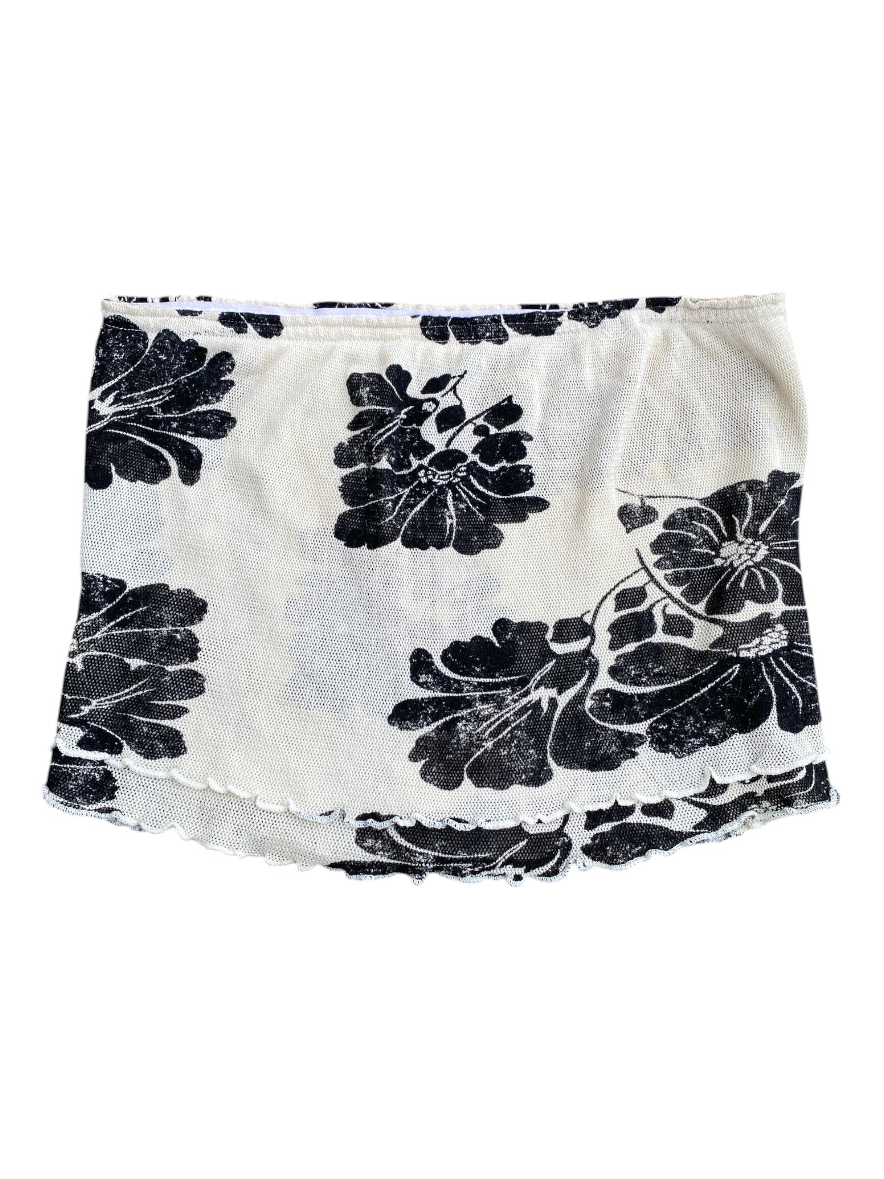 black white free people strapless floral top, m