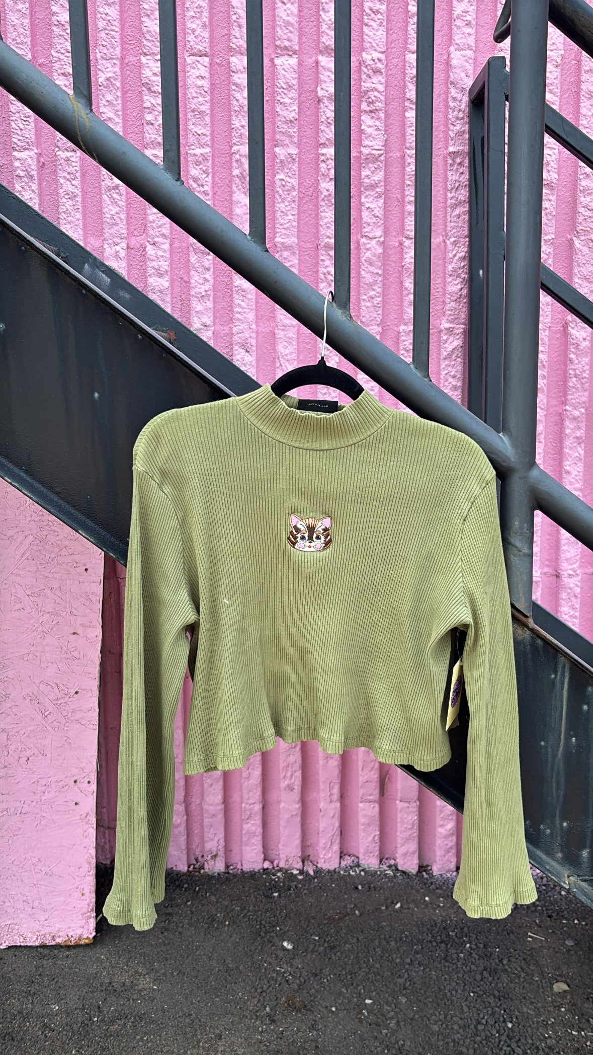 green lazy oaf ribbed kitty turtleneck, m