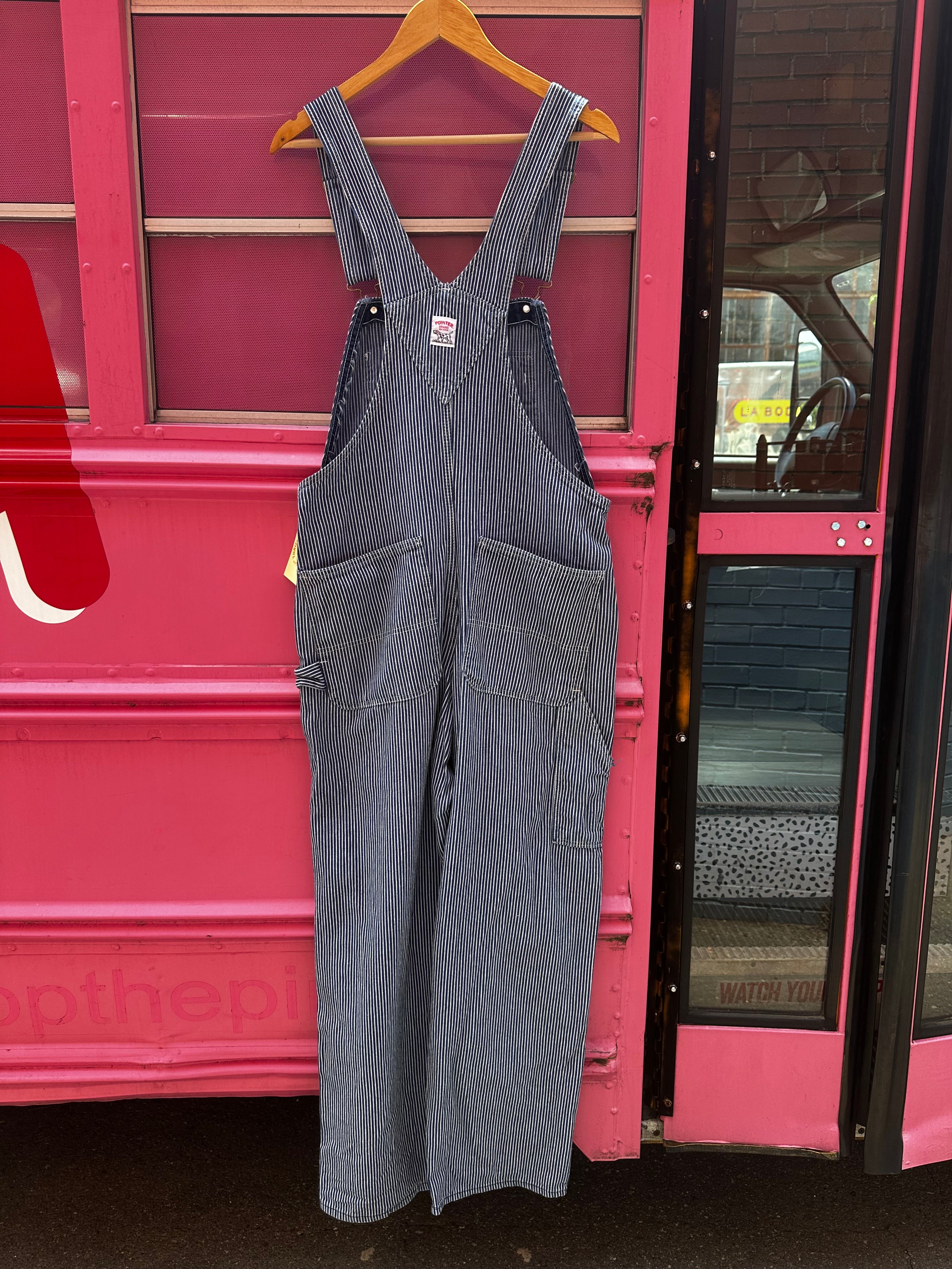 navy white pointer brand navy striped overalls (fits like M)