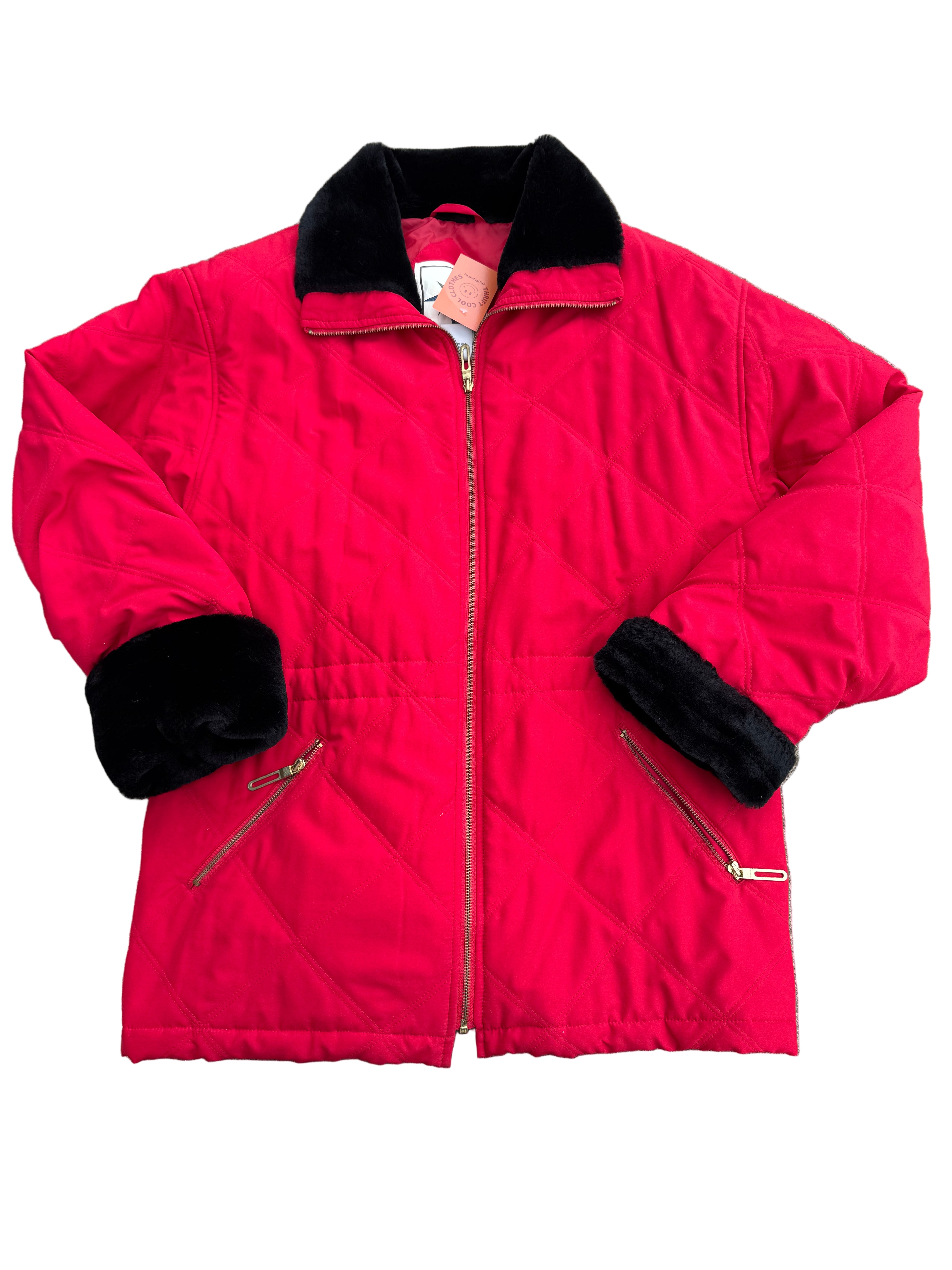 Red black Middlebrook Furry trim jacket, L