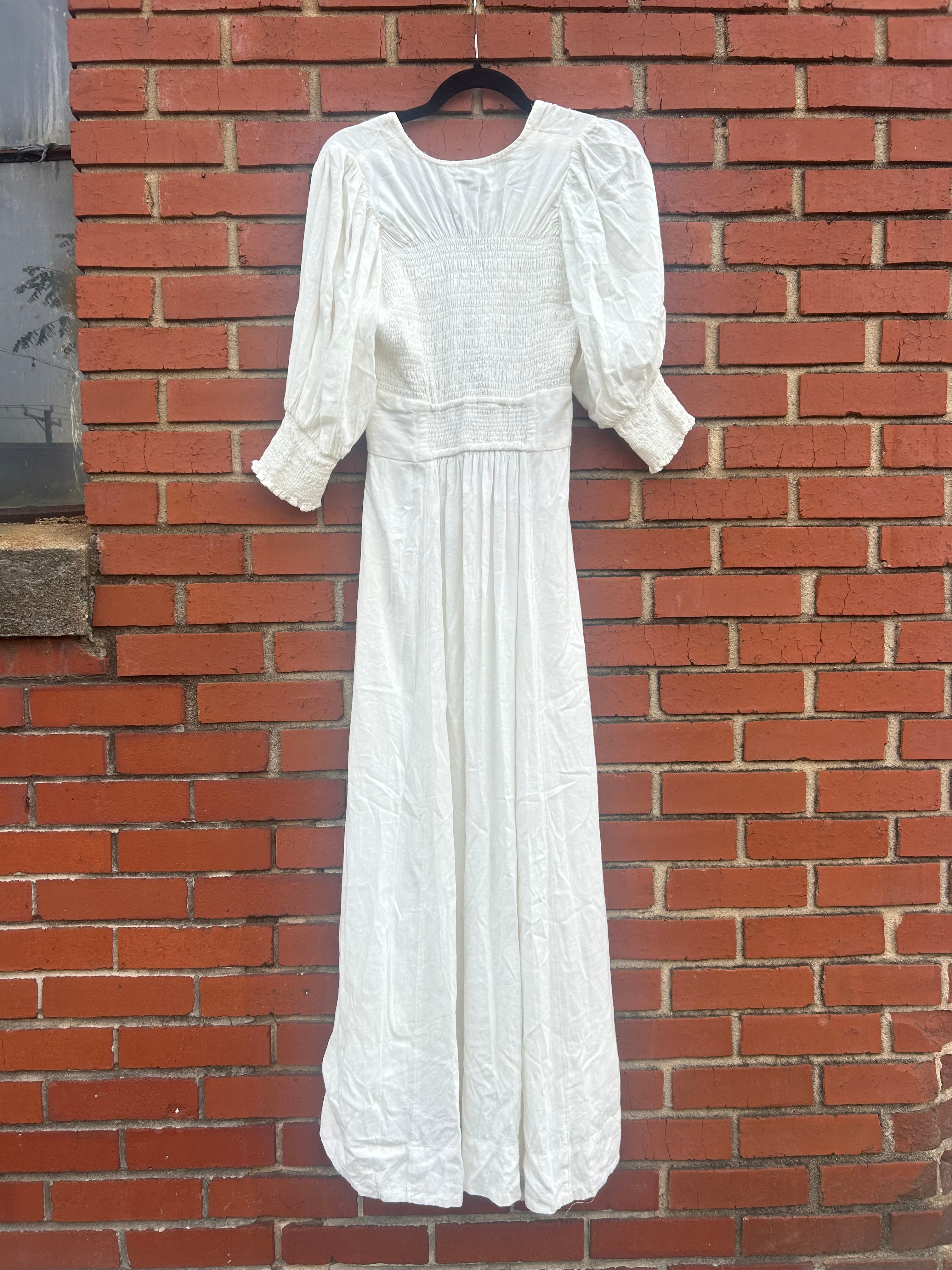 white free people cutout maxi dress, s