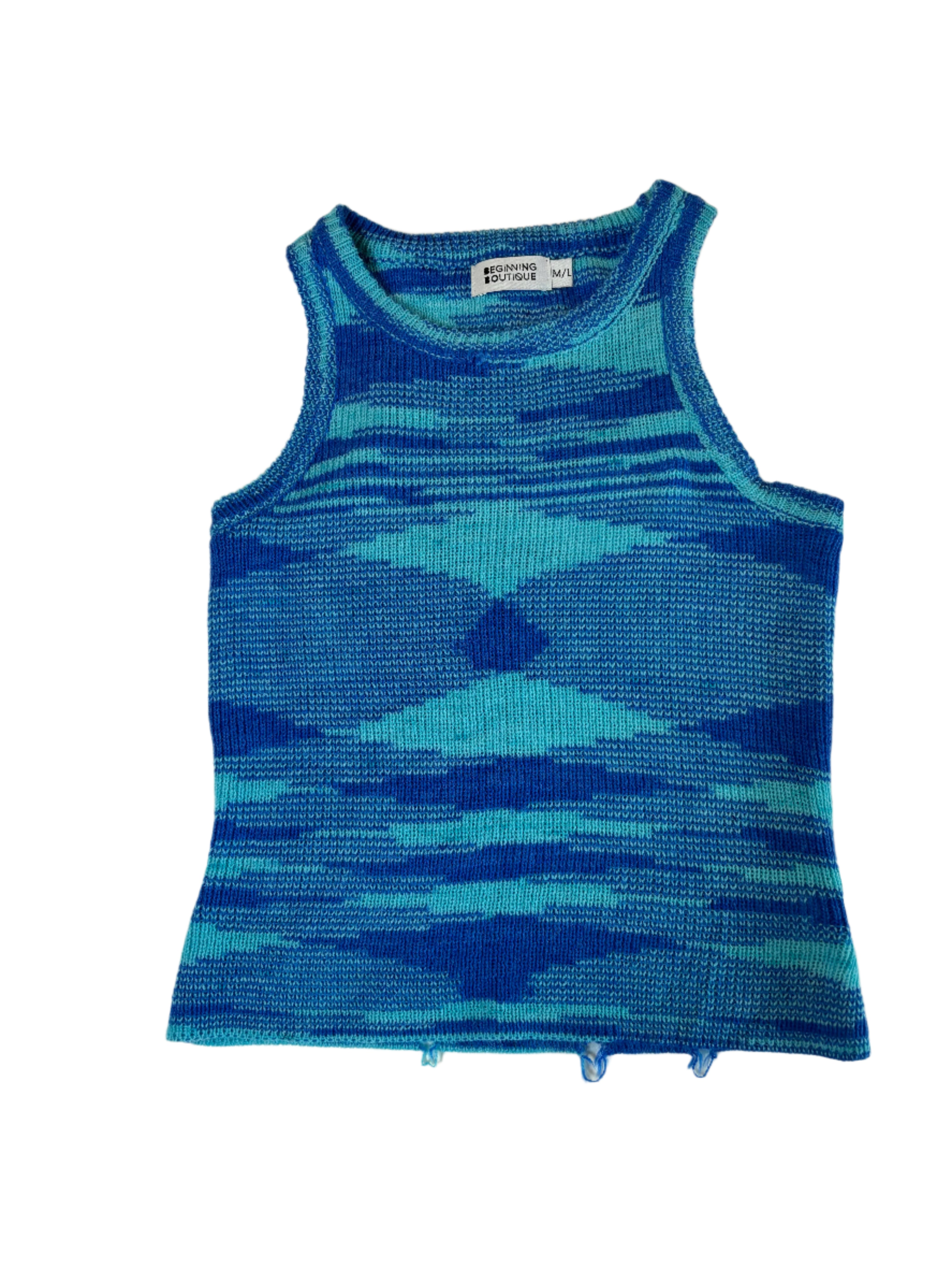 blue Beginning boutique knit tank, m/l