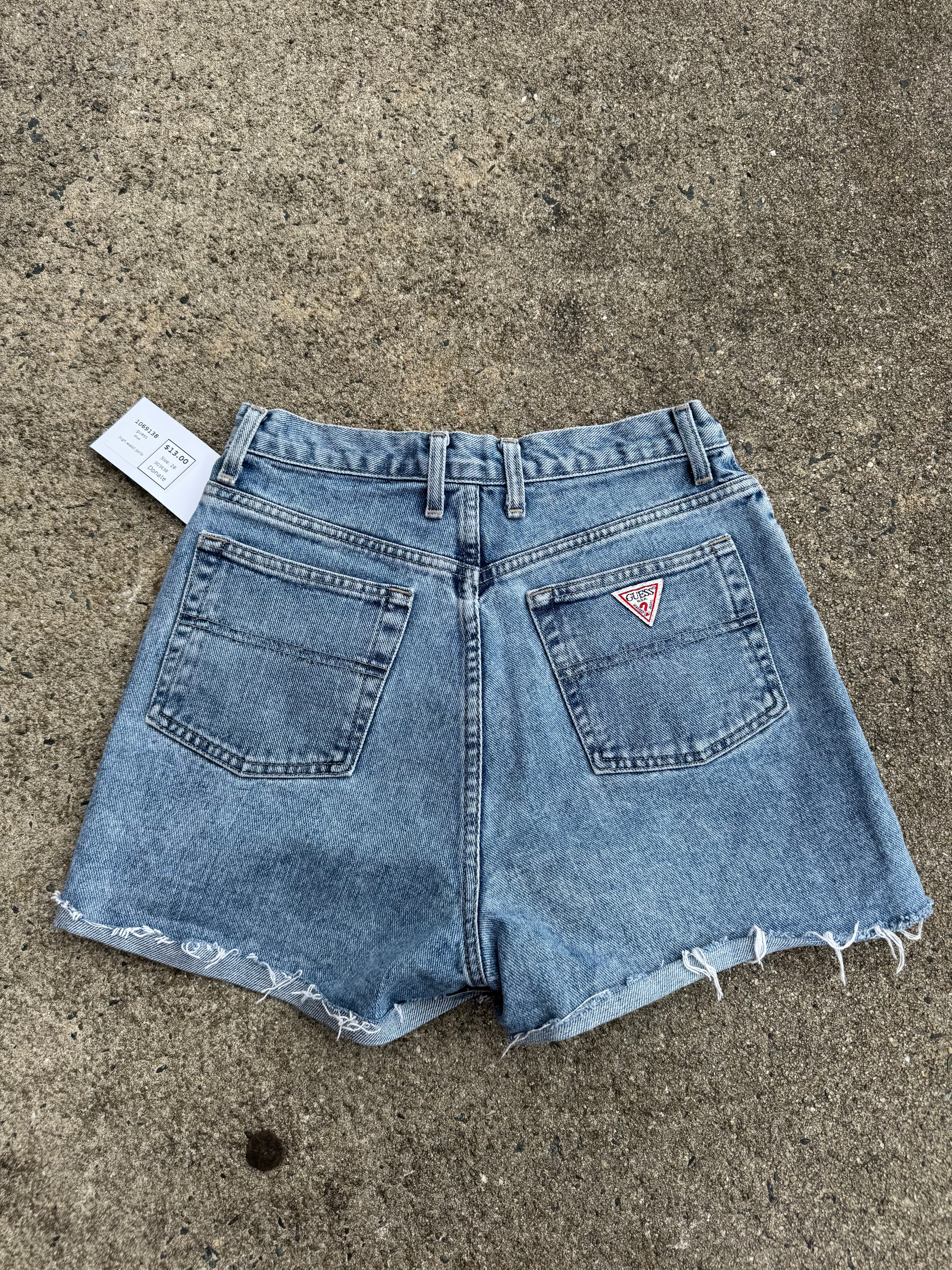 blue guess high waist jorts, 28 (fits like 26)