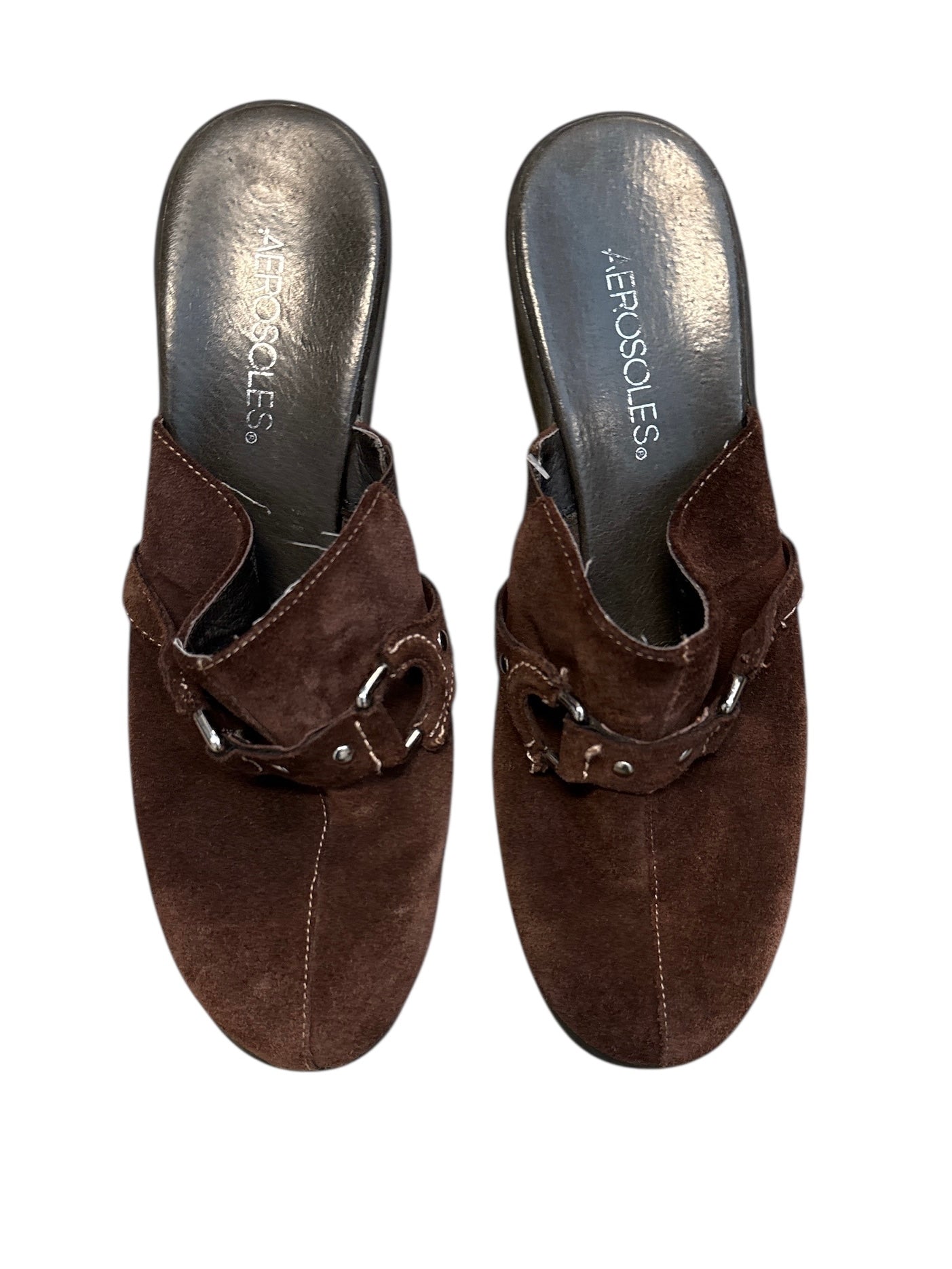 Brown Aerosoles Platform clogs, 7.5