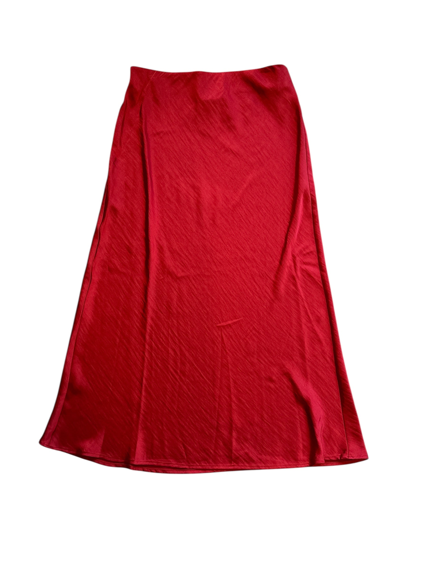 red a new day satin midi skirt, m