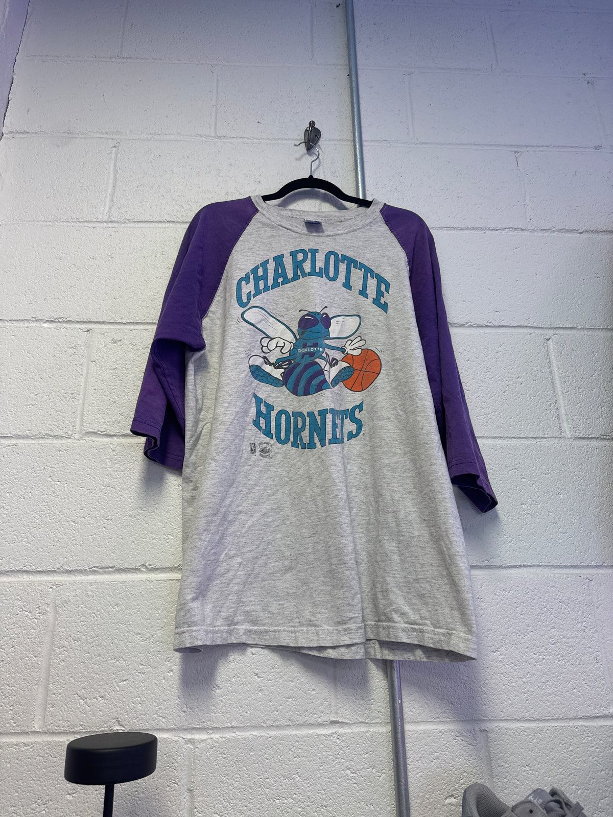 1990s gray purple salem vtg hornets raglan, xl