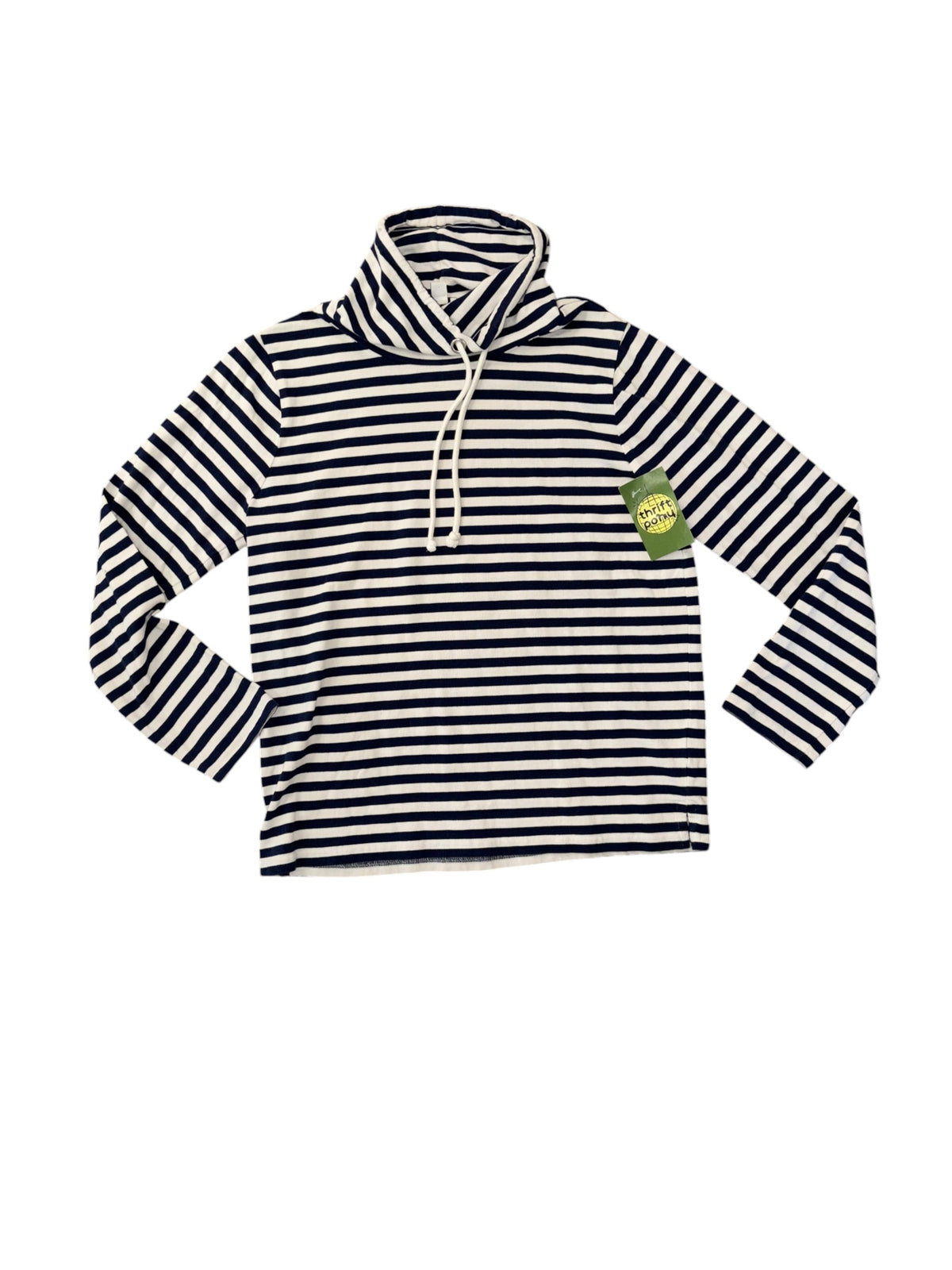 navy white JCrew tunnel neck stripe sweatshirt, small