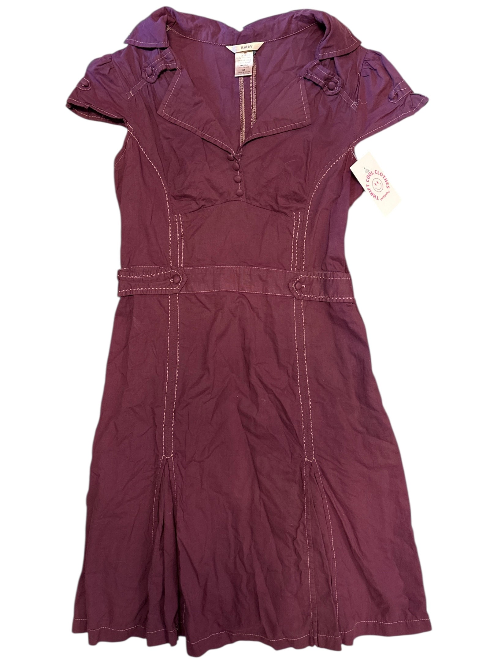 purple esley cutie dress w buttons, m