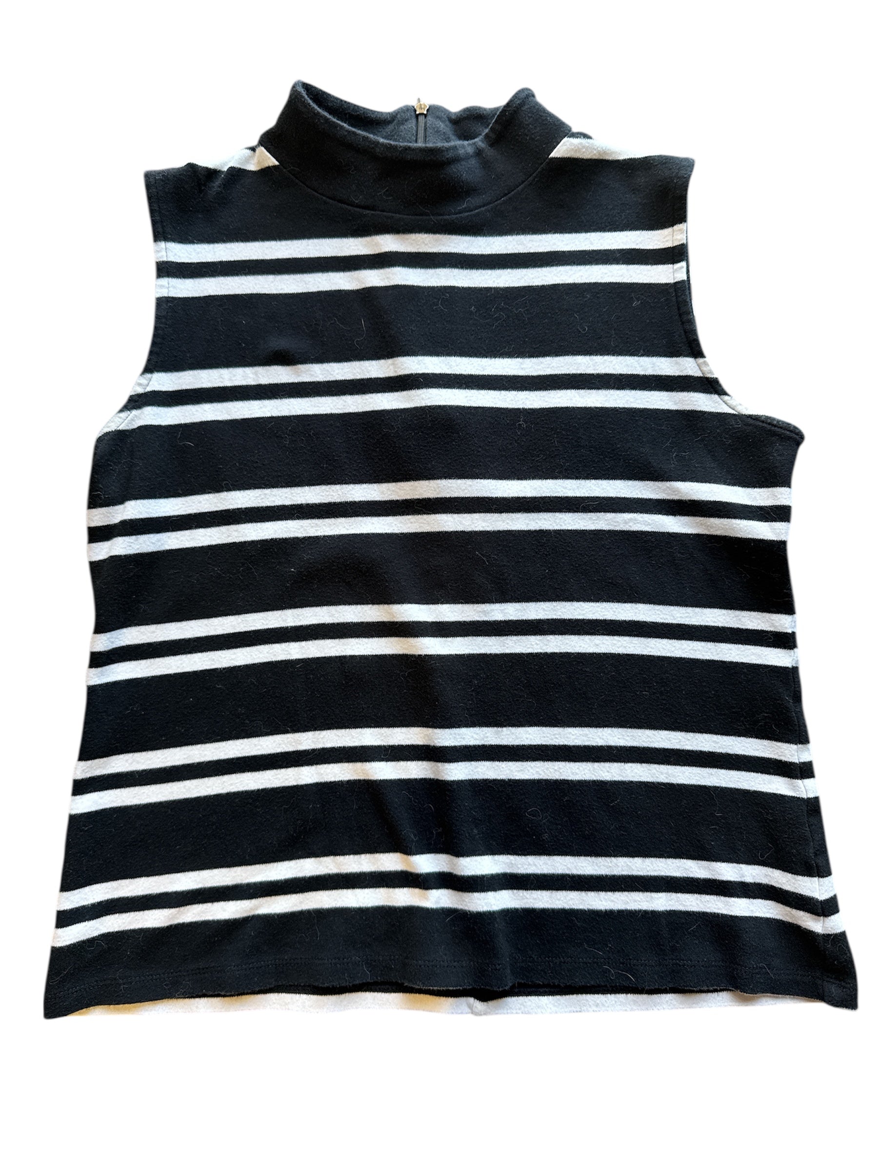 black white talbots striped mock neck tank, m