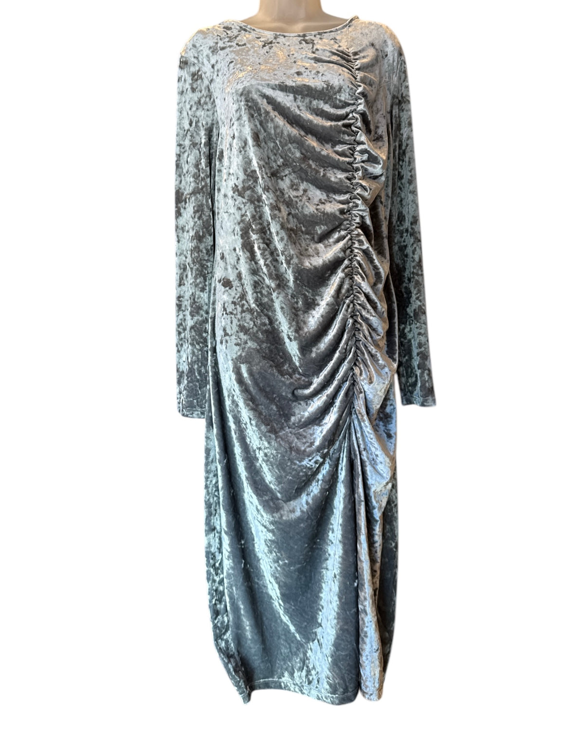 grey future collective crush velvet midi dress, xl