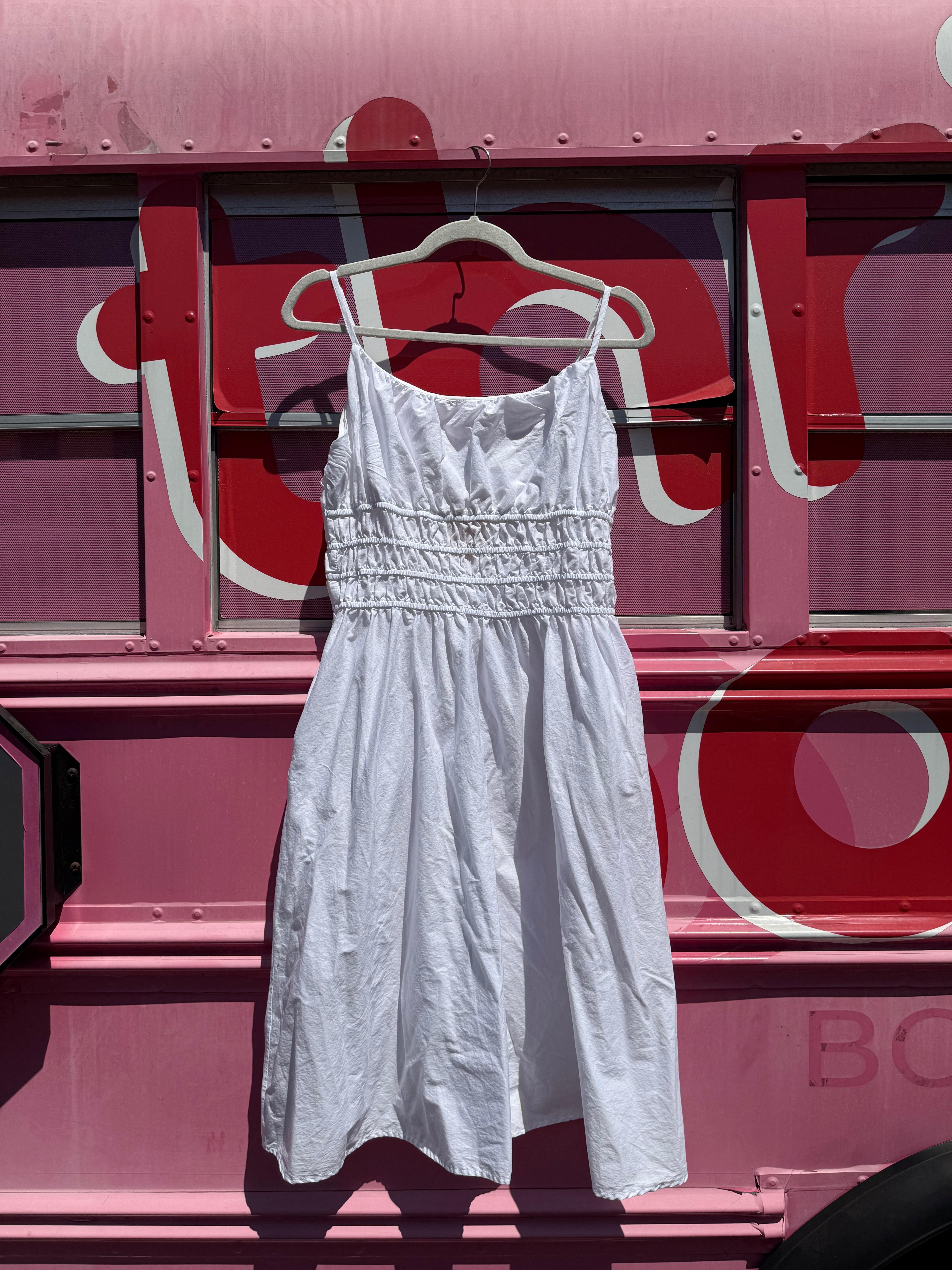 white julia cotton dress with shirred bodice, xl