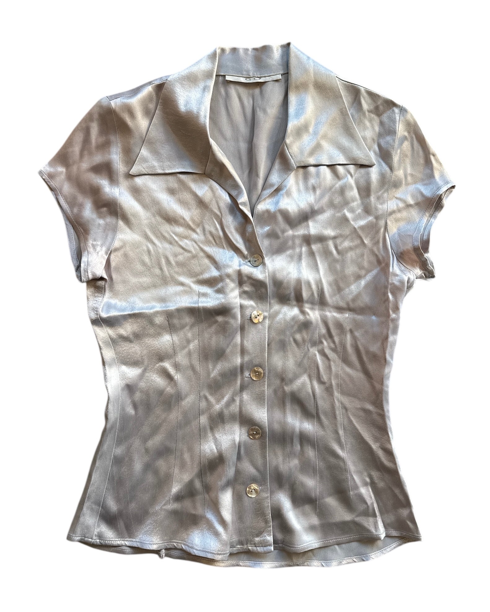 Silver Go Fittted satin blouse