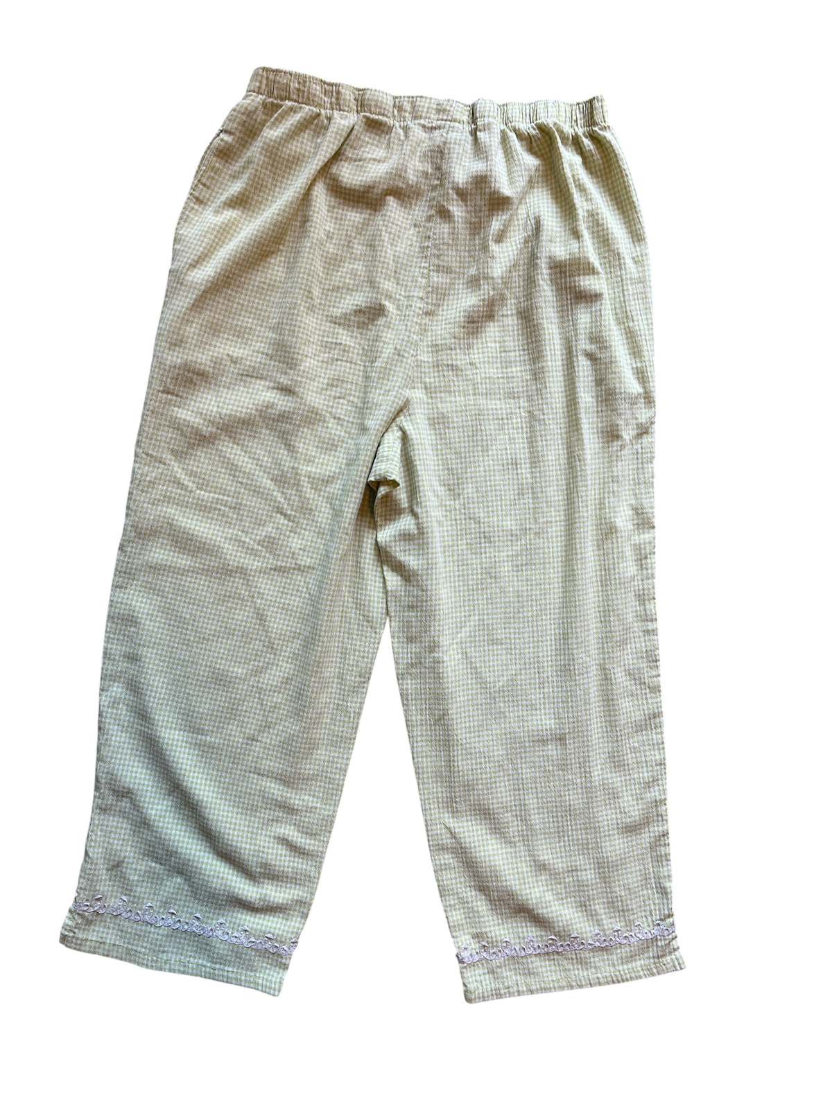 green koret gingham pants, m