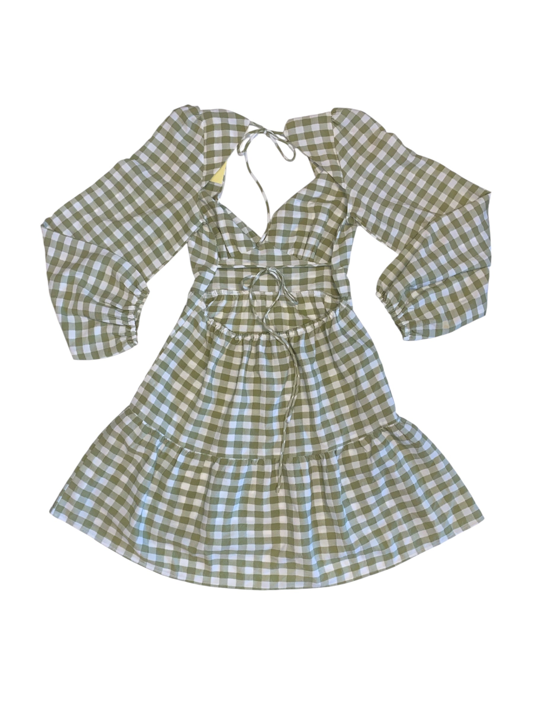 green white princess polly gingham ls mini dress, 6