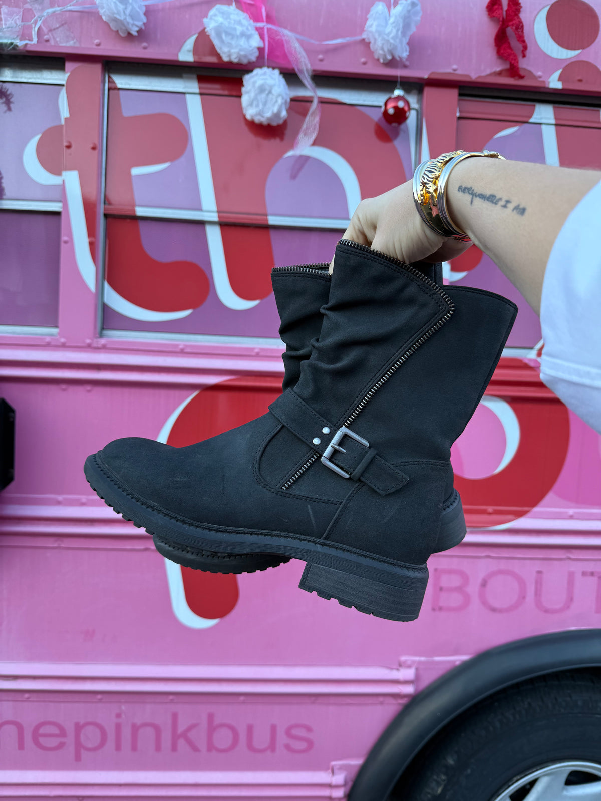 Black So Buckle boots, 9m
