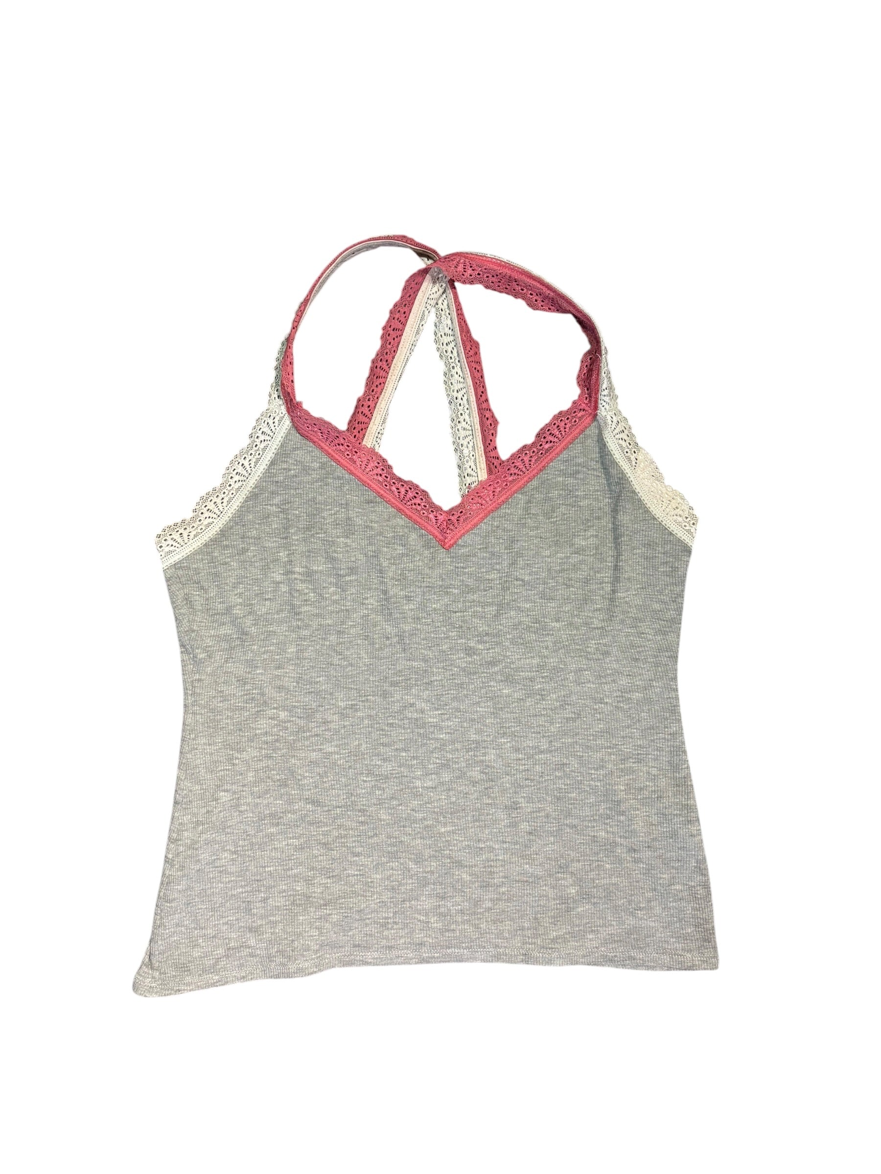 gray e lace strap tank, s