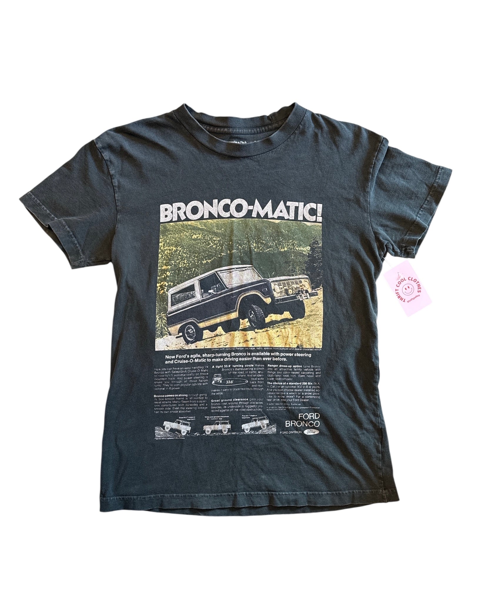 Gray Abercrombie Bronco magic tee, S