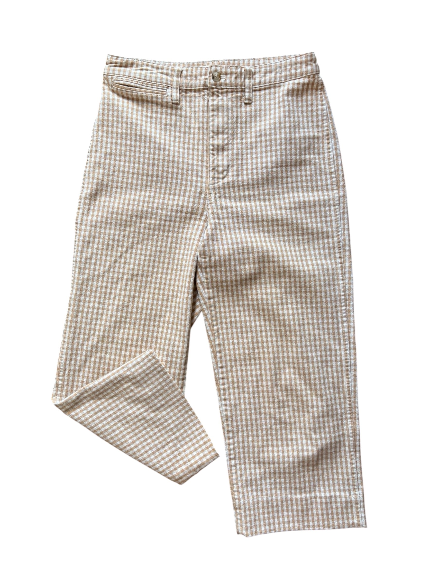 tan white madewell gingham wide leg pants, 29