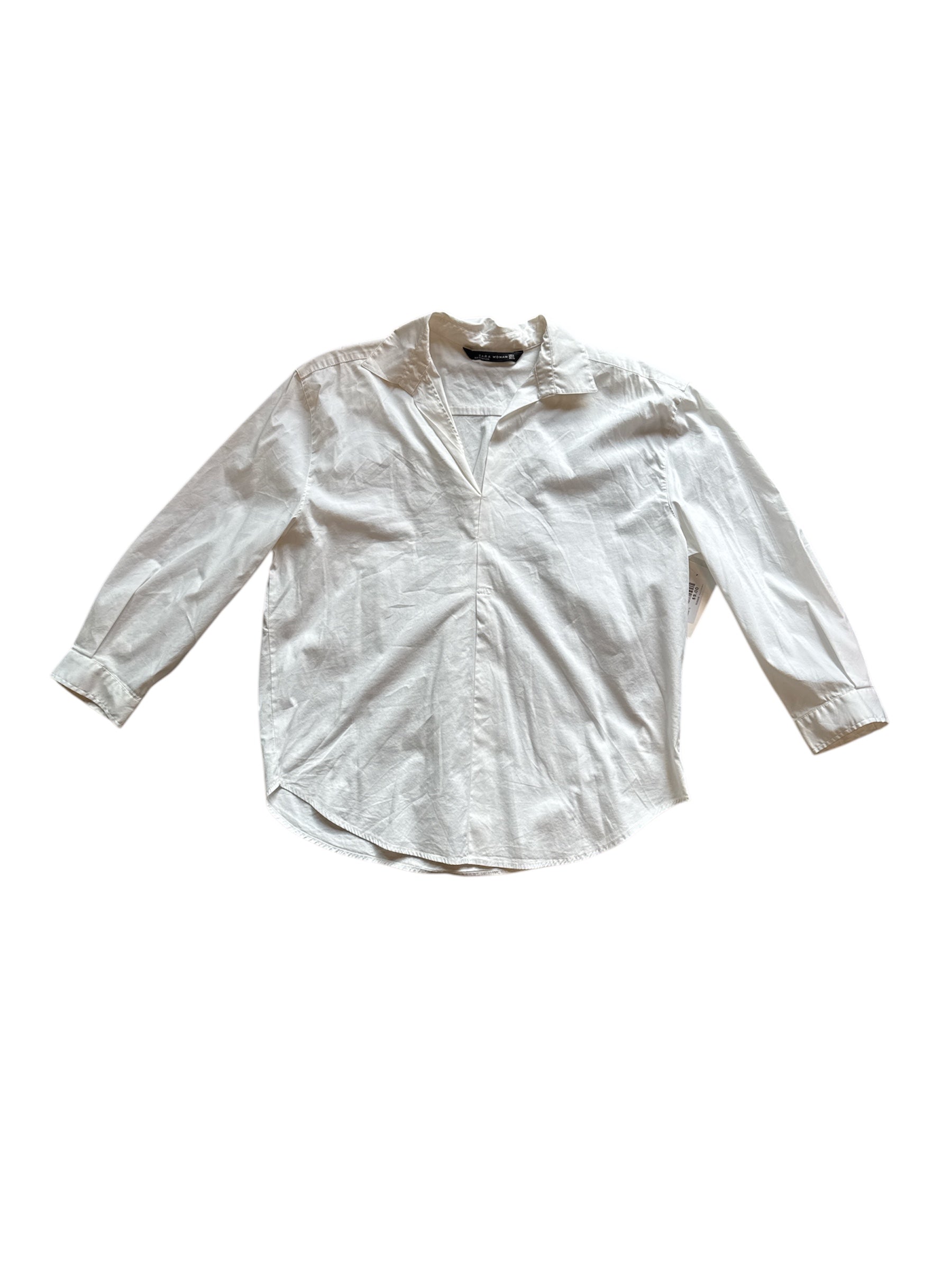 white zara collar ls, m