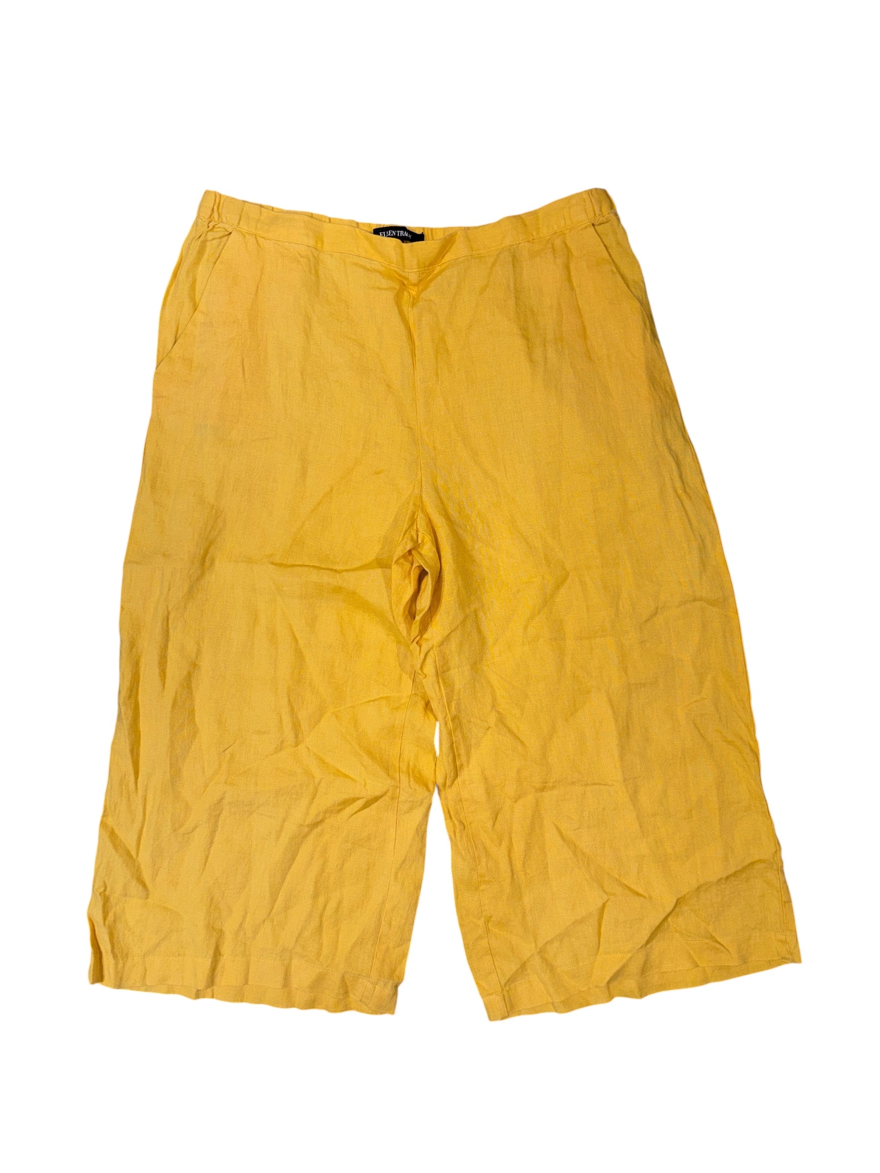 Yellow Ellen Tracy Linen wide leg, L