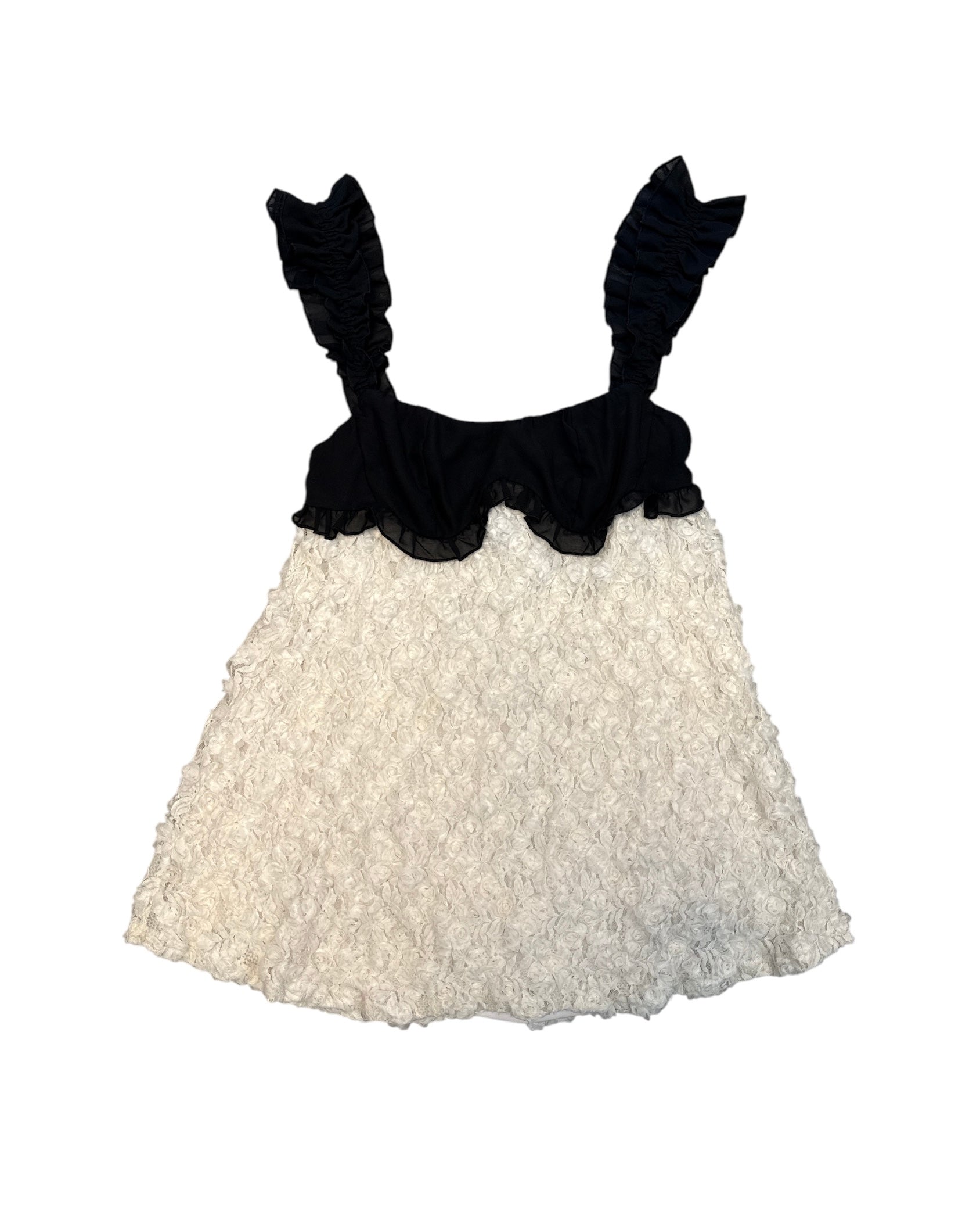 black white marthea textured babytdoll top, s