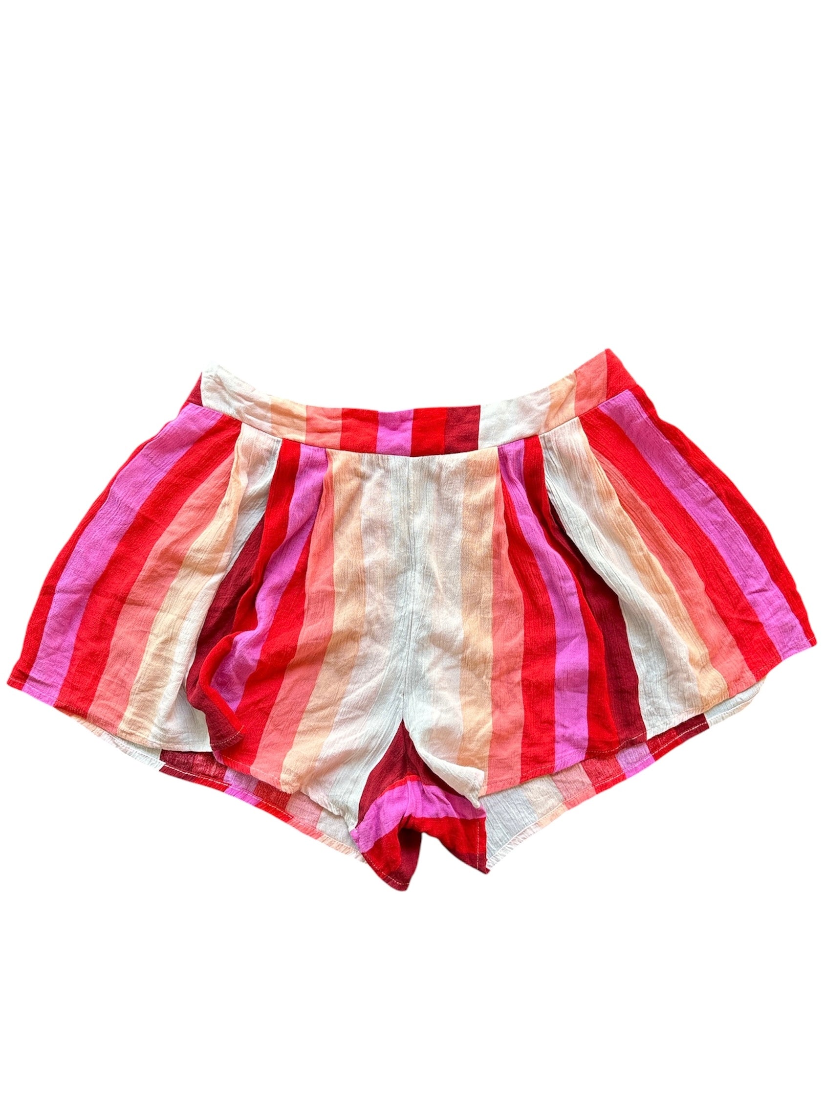 pink red billa bong striped shorts, m