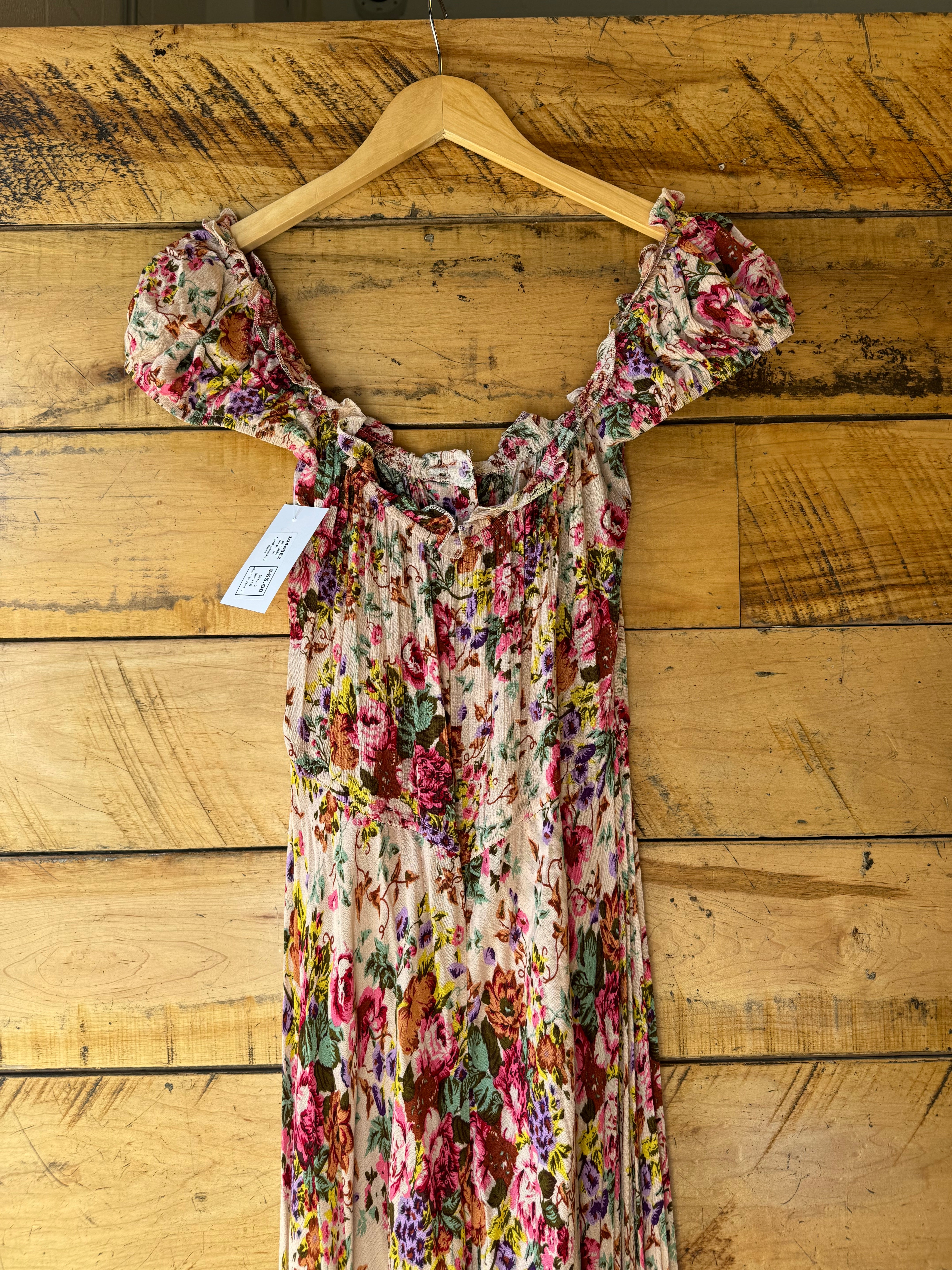 pink purple beige auguste floral smocked dress, 2
