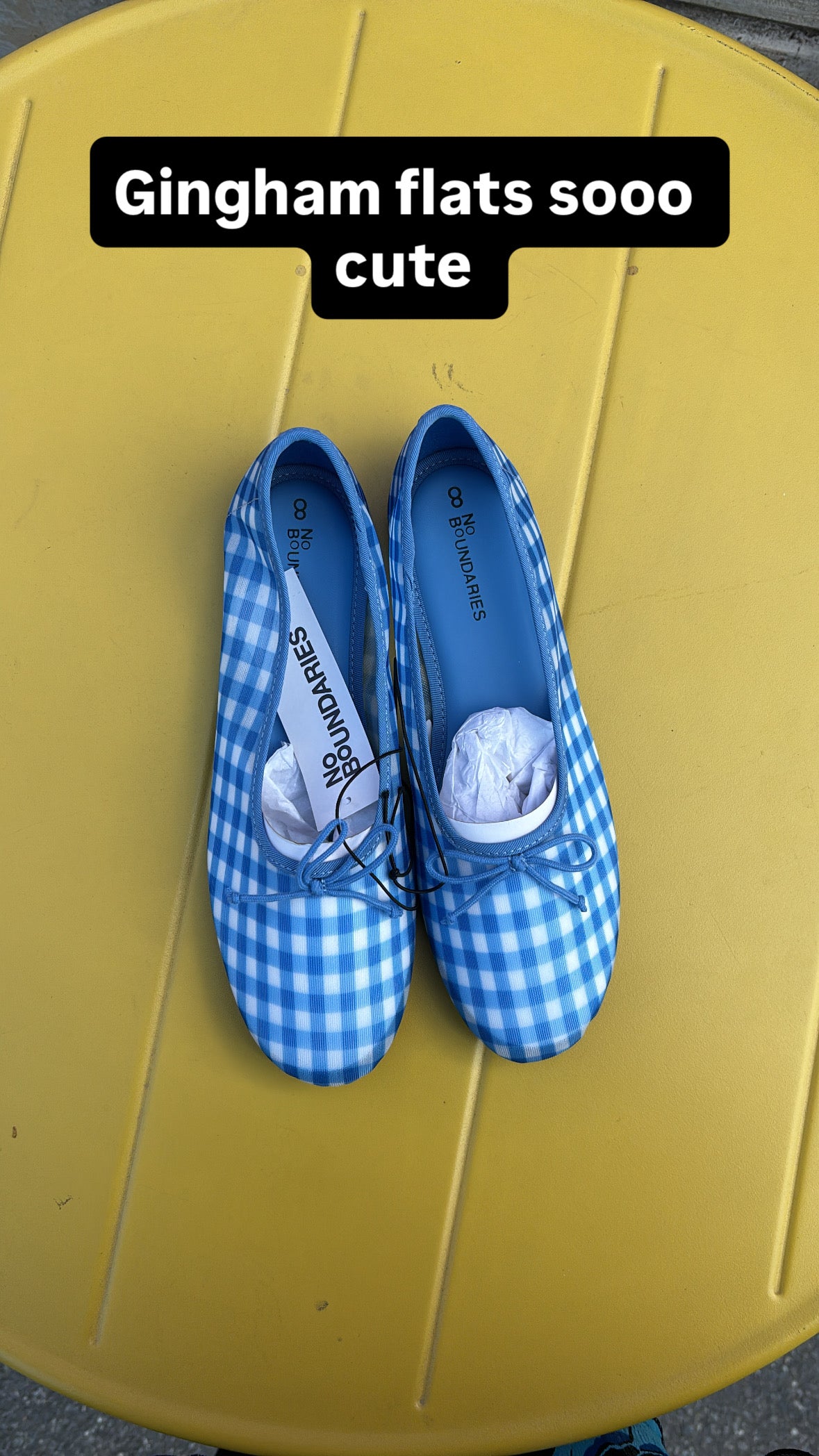 blue white nobo NWT mesh gingham flats, 8