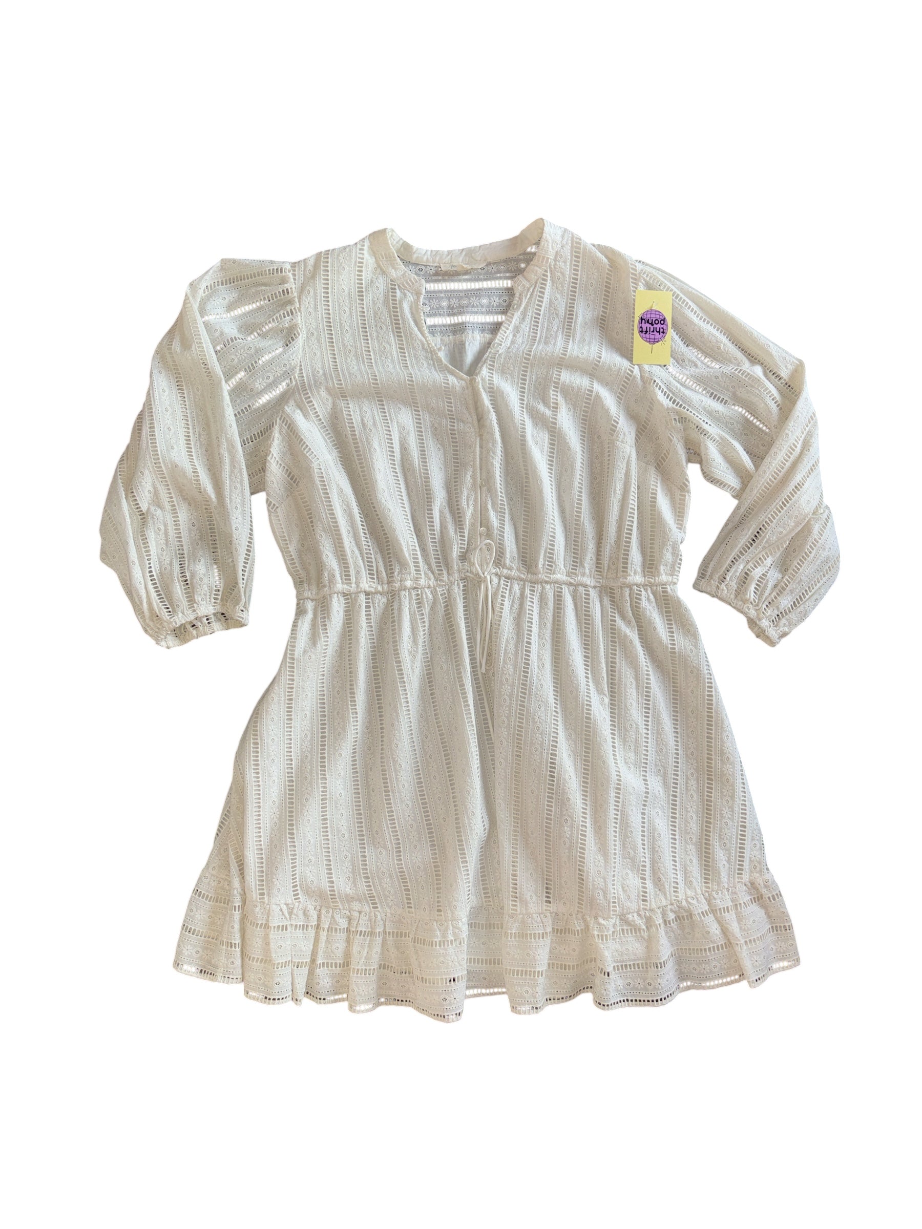 white forever that girl eyelet v neck ls dress, 2x