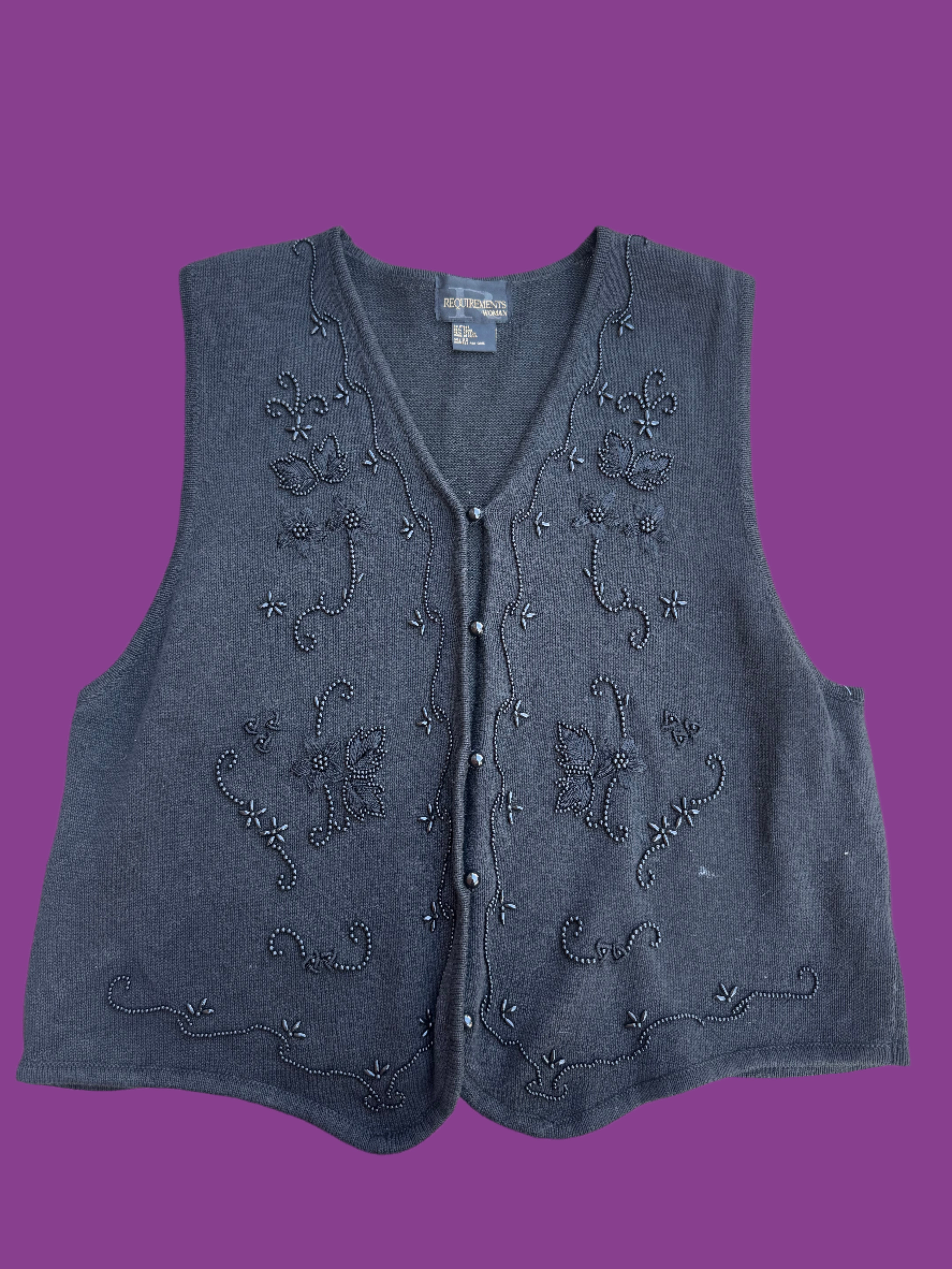 Black Requirements Sweater vest w beading, 2x