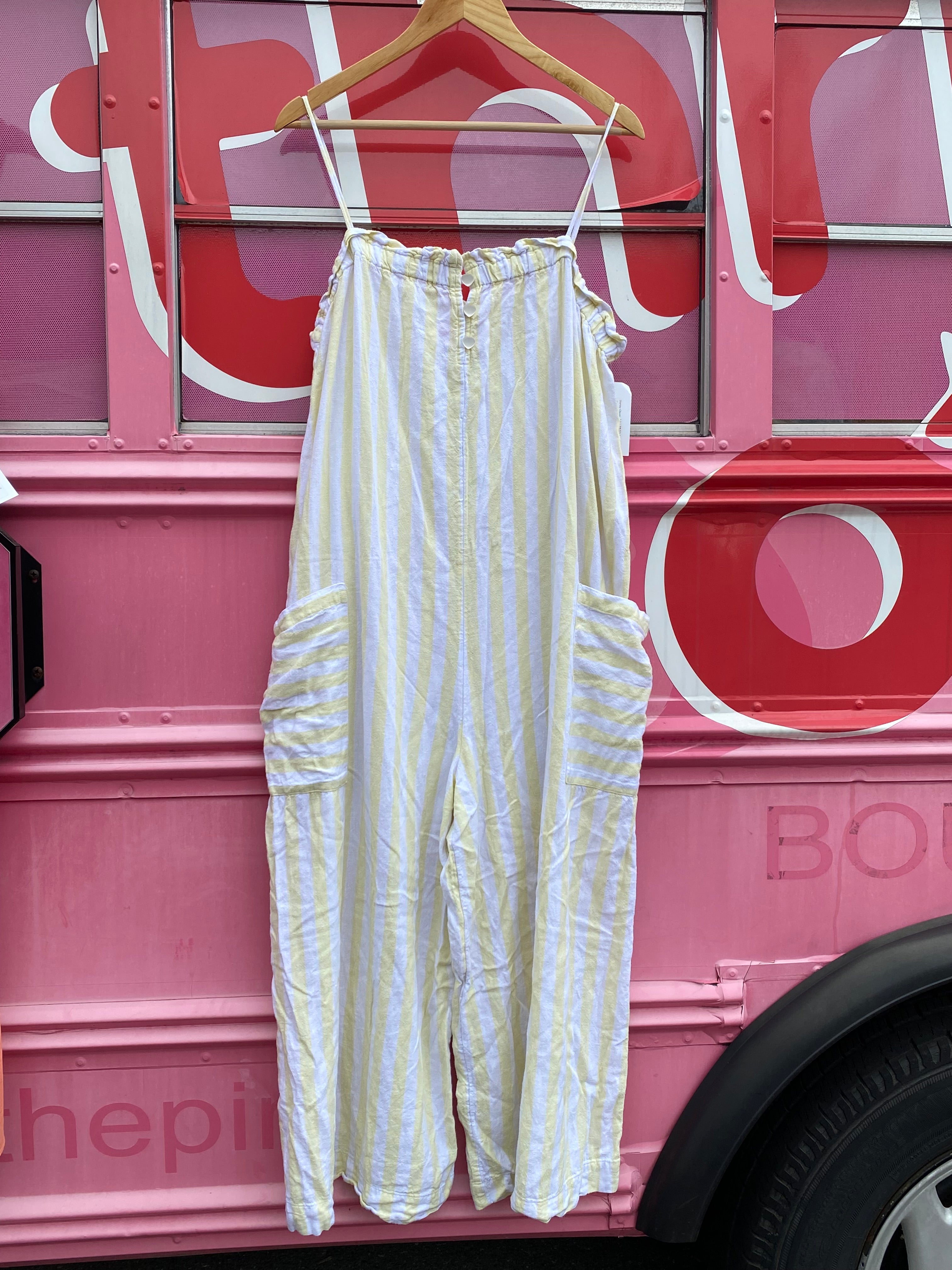 White Yellow Stoney Clover x Target Striped wide leg jumpsuit, XL
