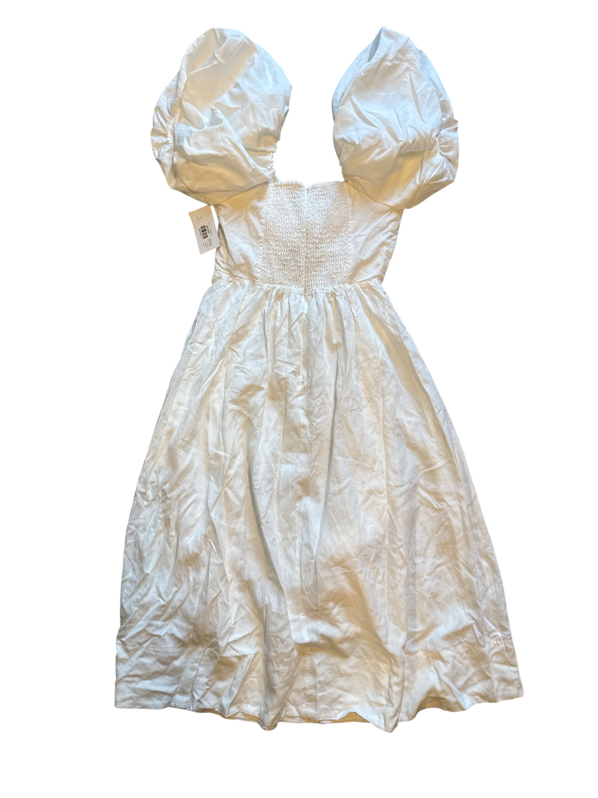 white astr puff sleeve midi dress, m