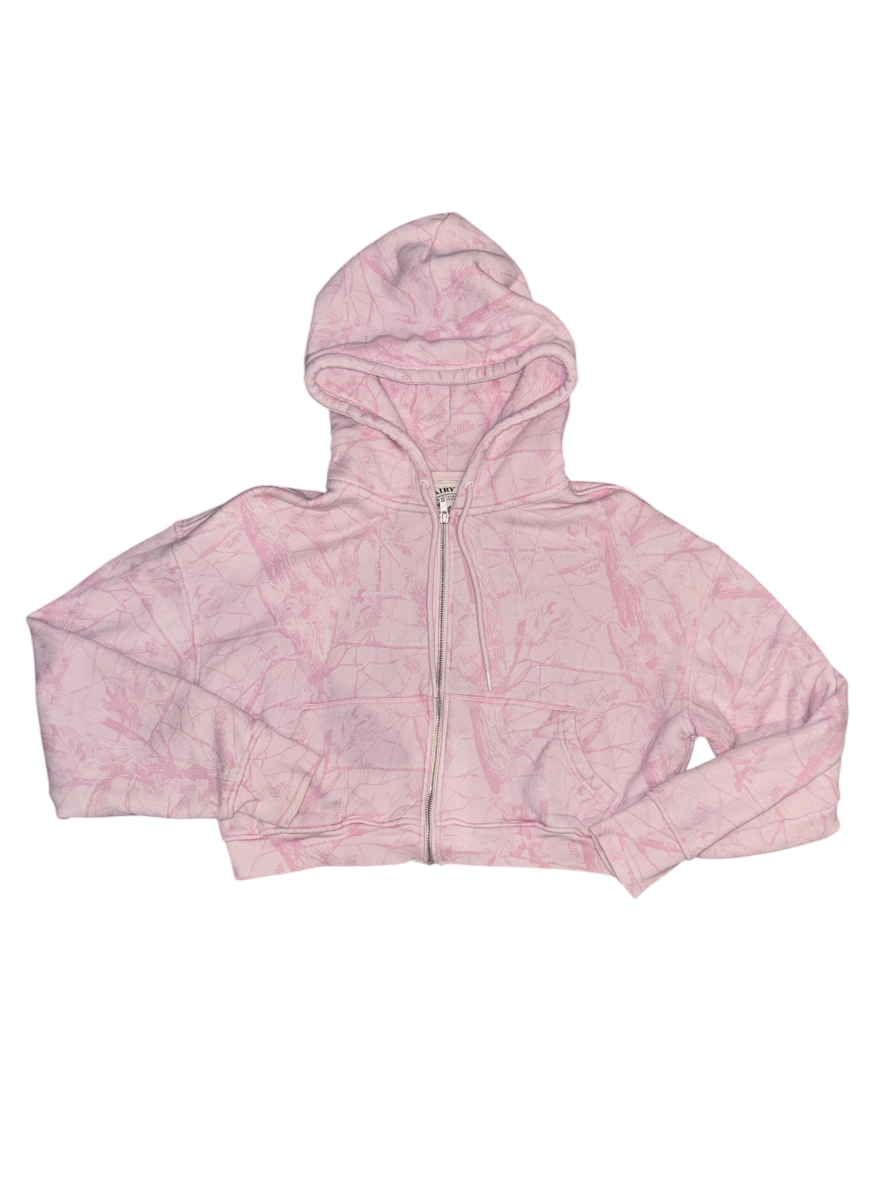pink dairy boy camo cropped zip hoodie, m