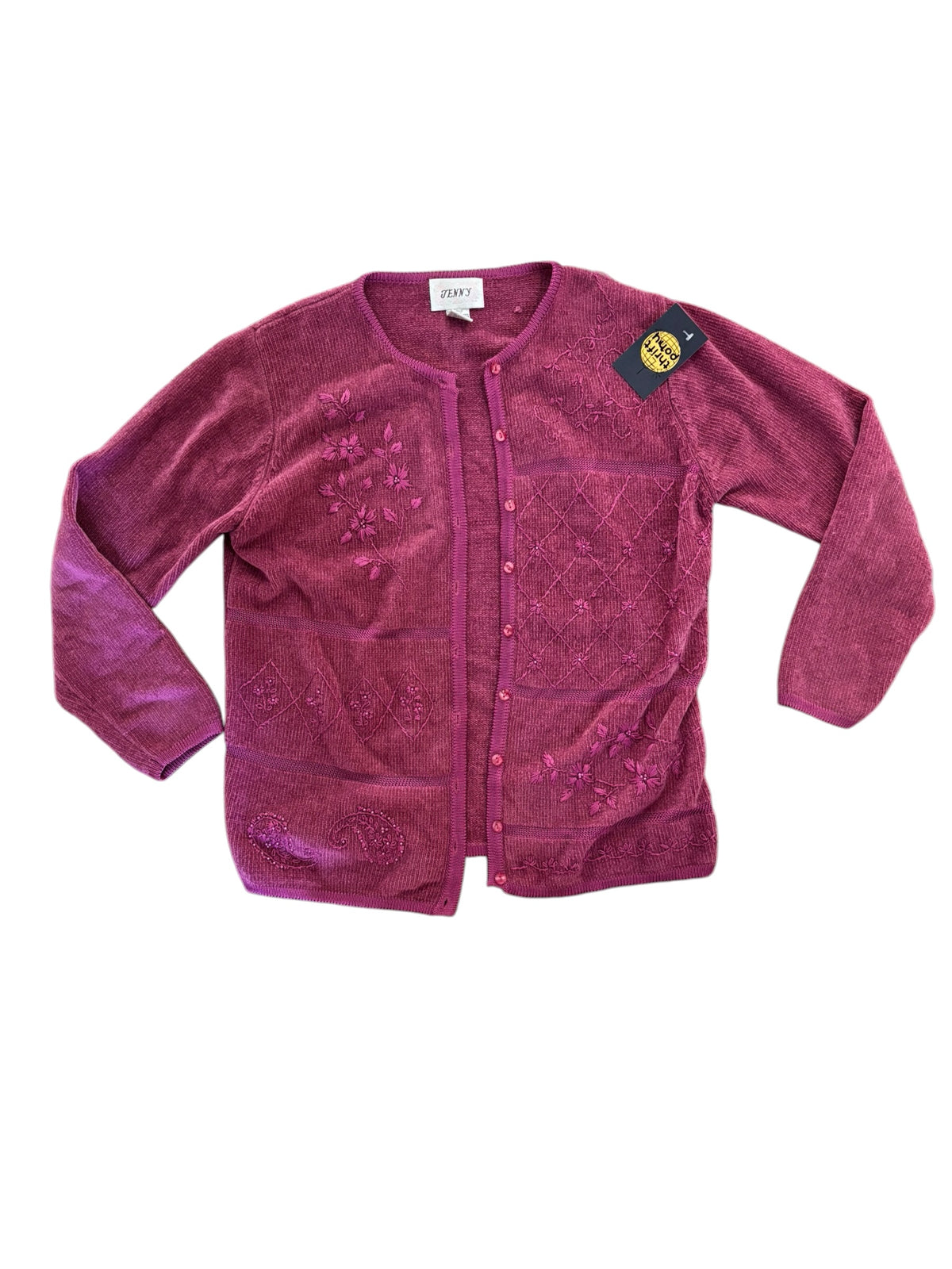 magenta jenny chenille cardigan, m