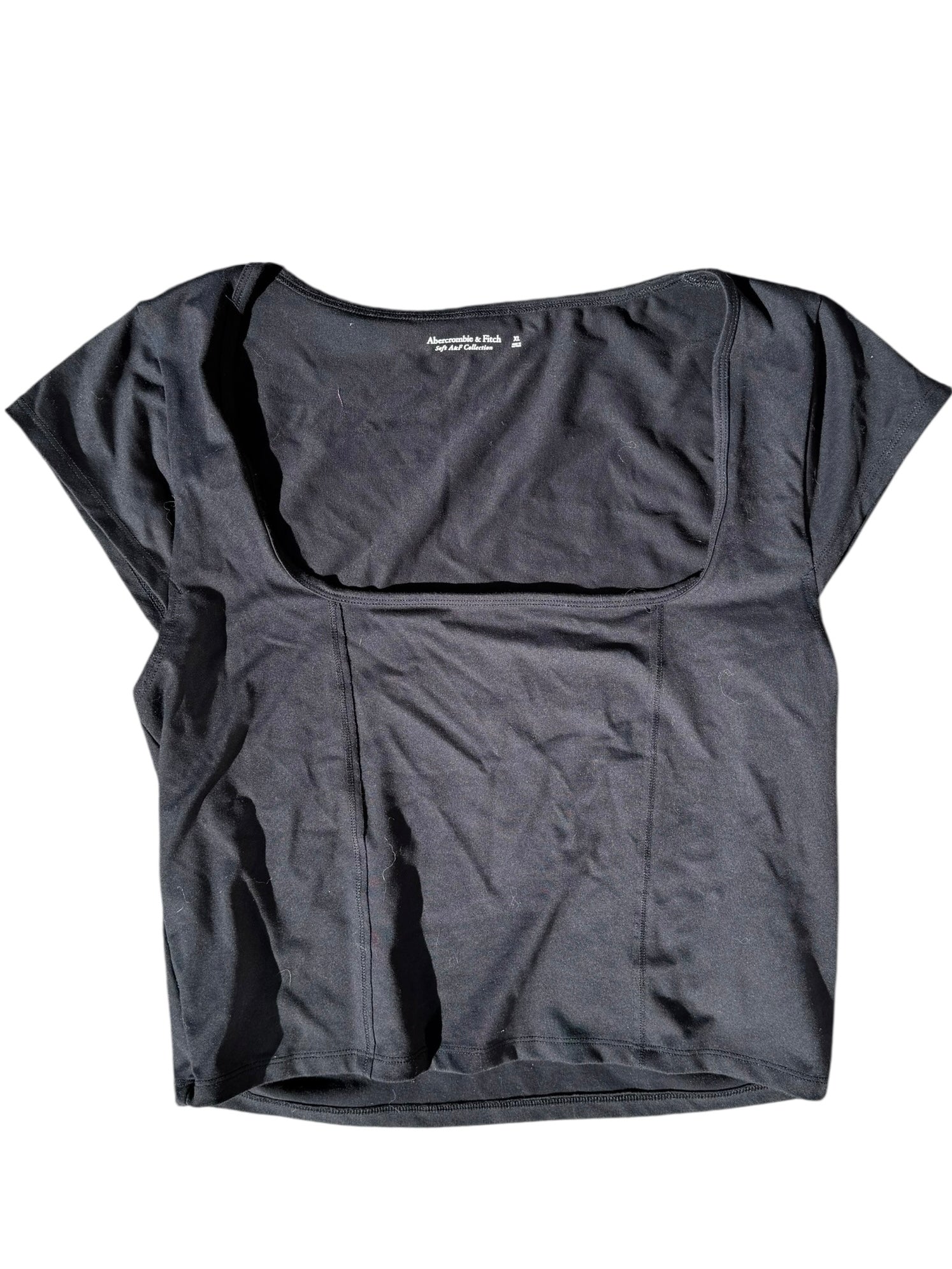 black abercrombie square neck soft tee, xl