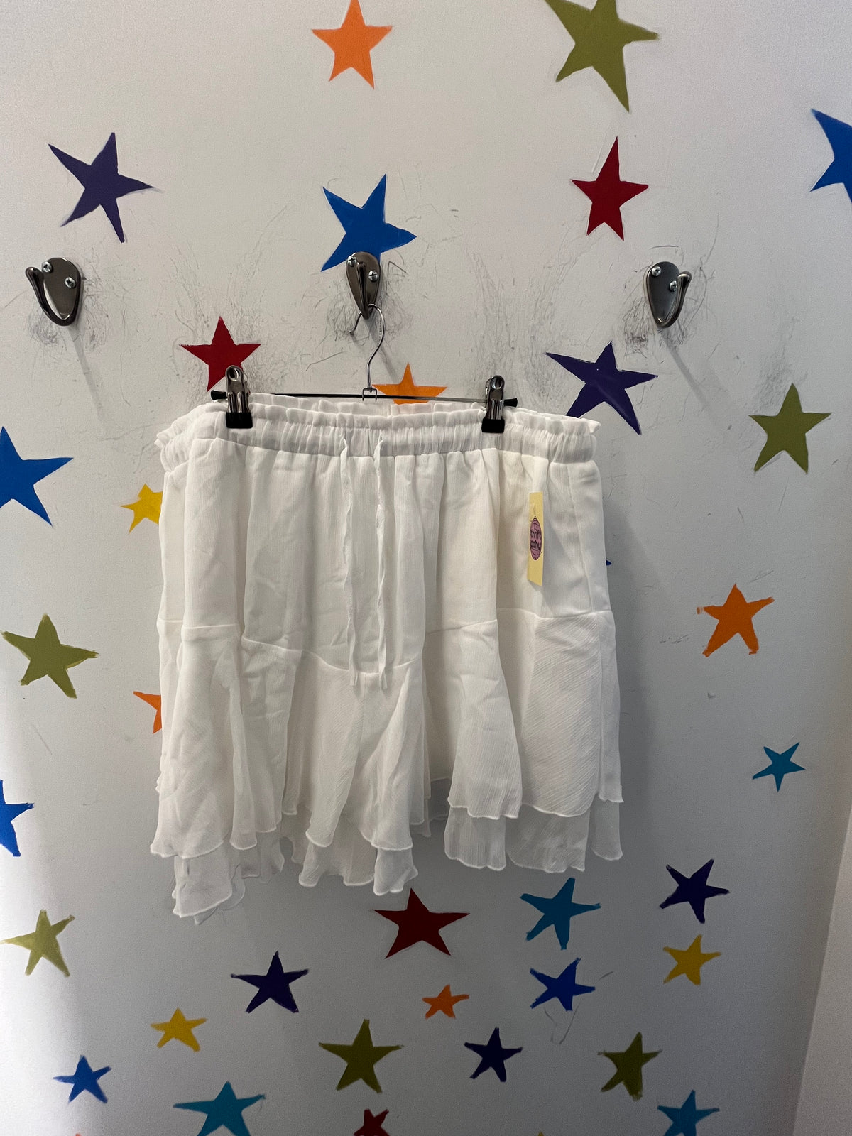 white caracilia ruffle mini skirt, 2x