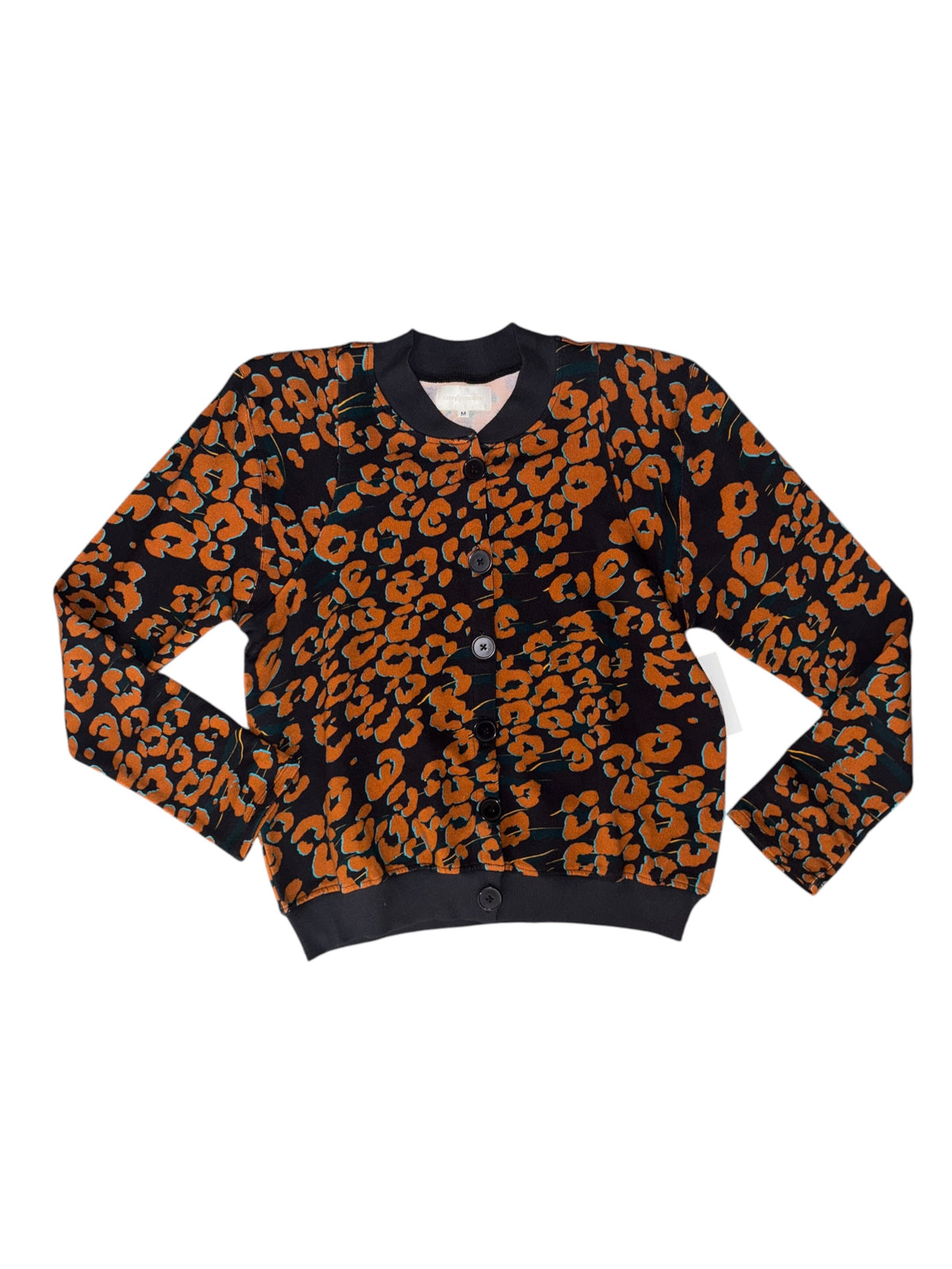 black brown teal corey lynn carter cheetah cardigan, m