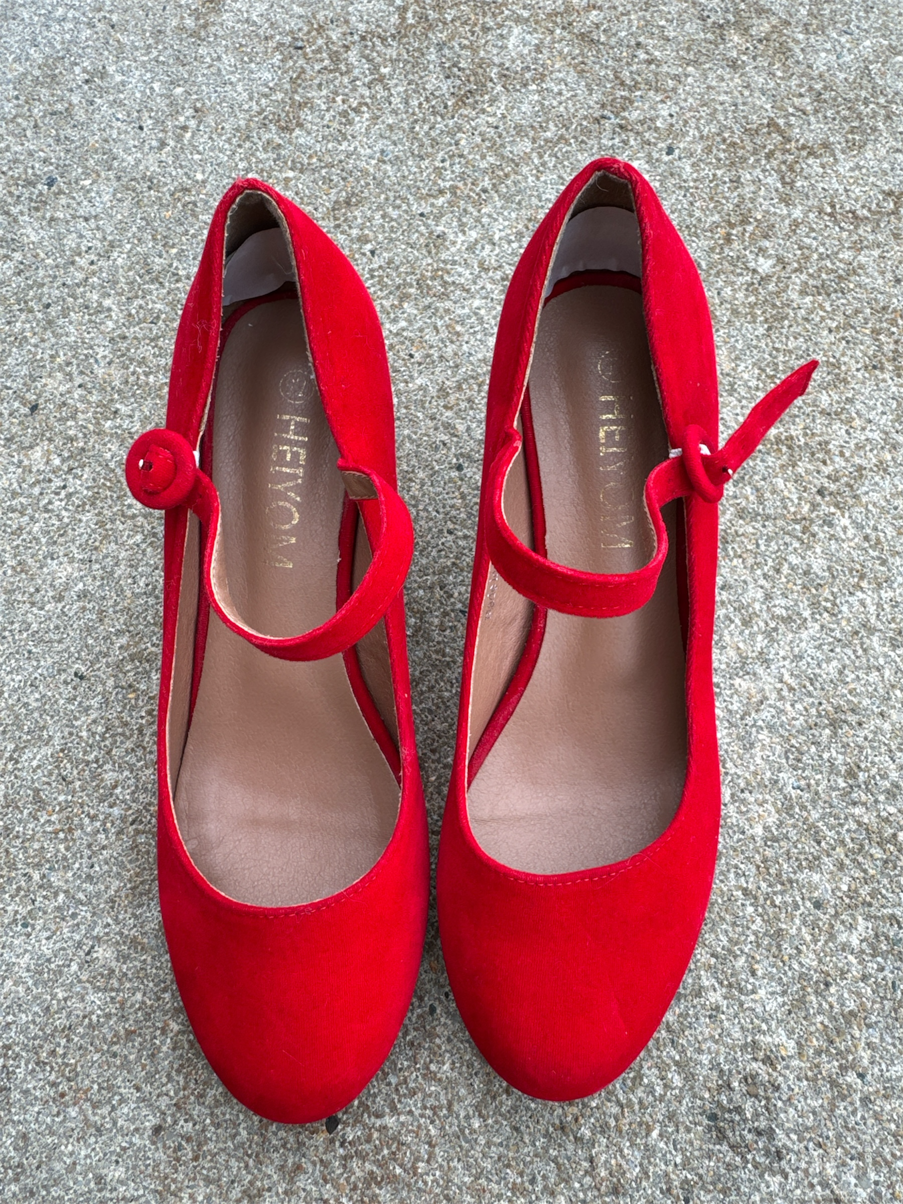 red heiyom maryjane heels, 7.5