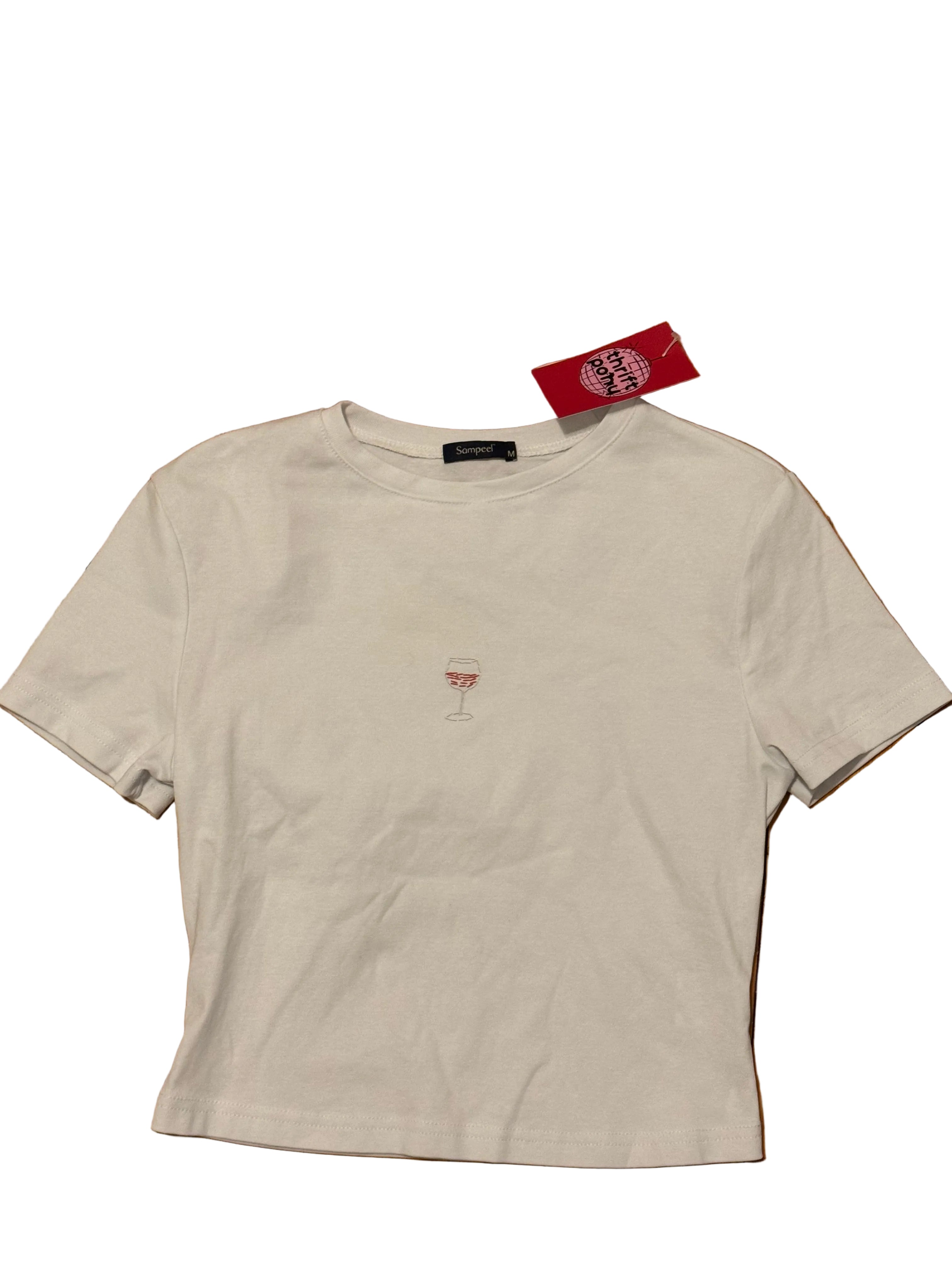 white sampeel wine baby tee, m