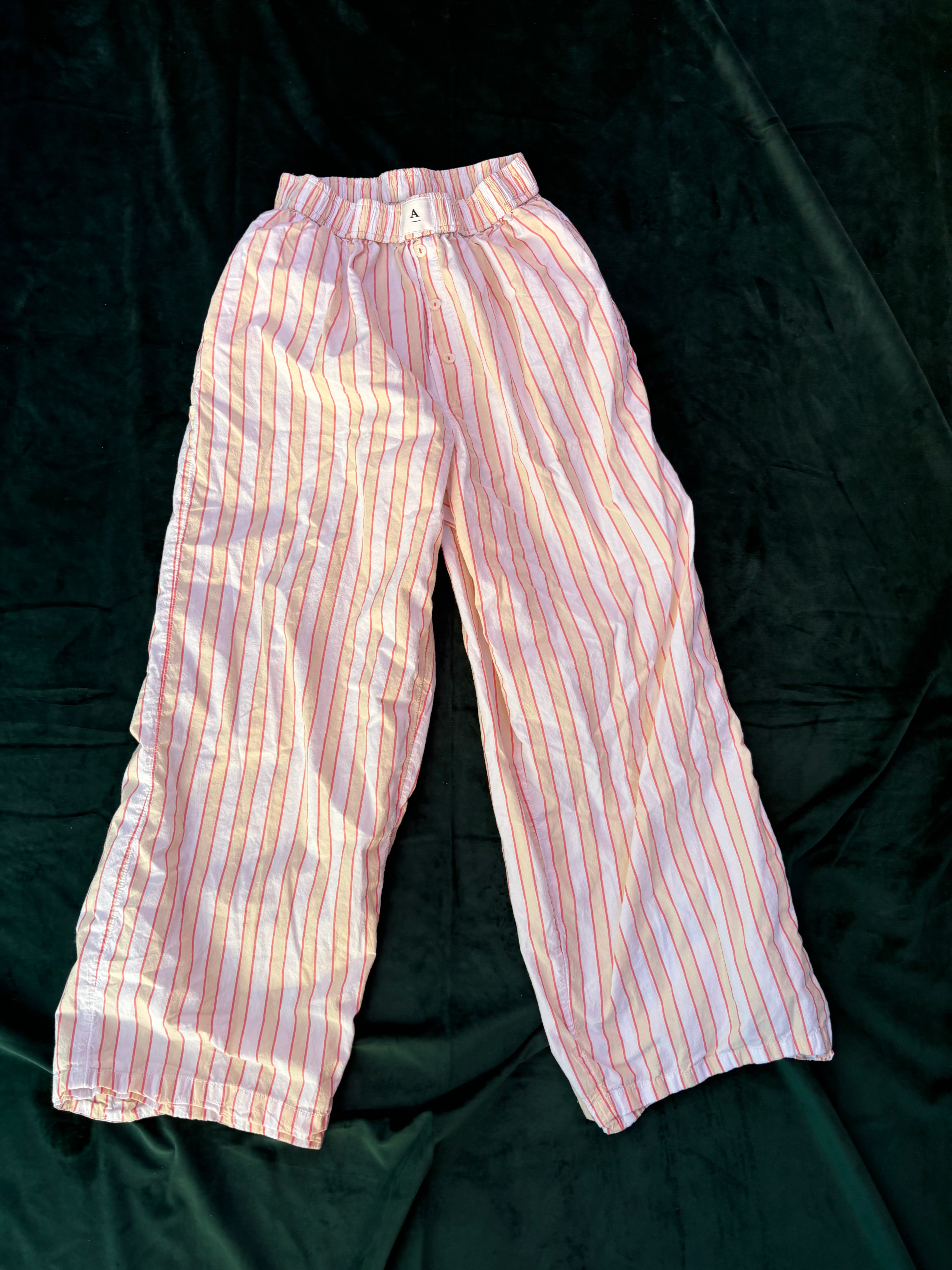 yellow anthrologie striped pj pants, xs