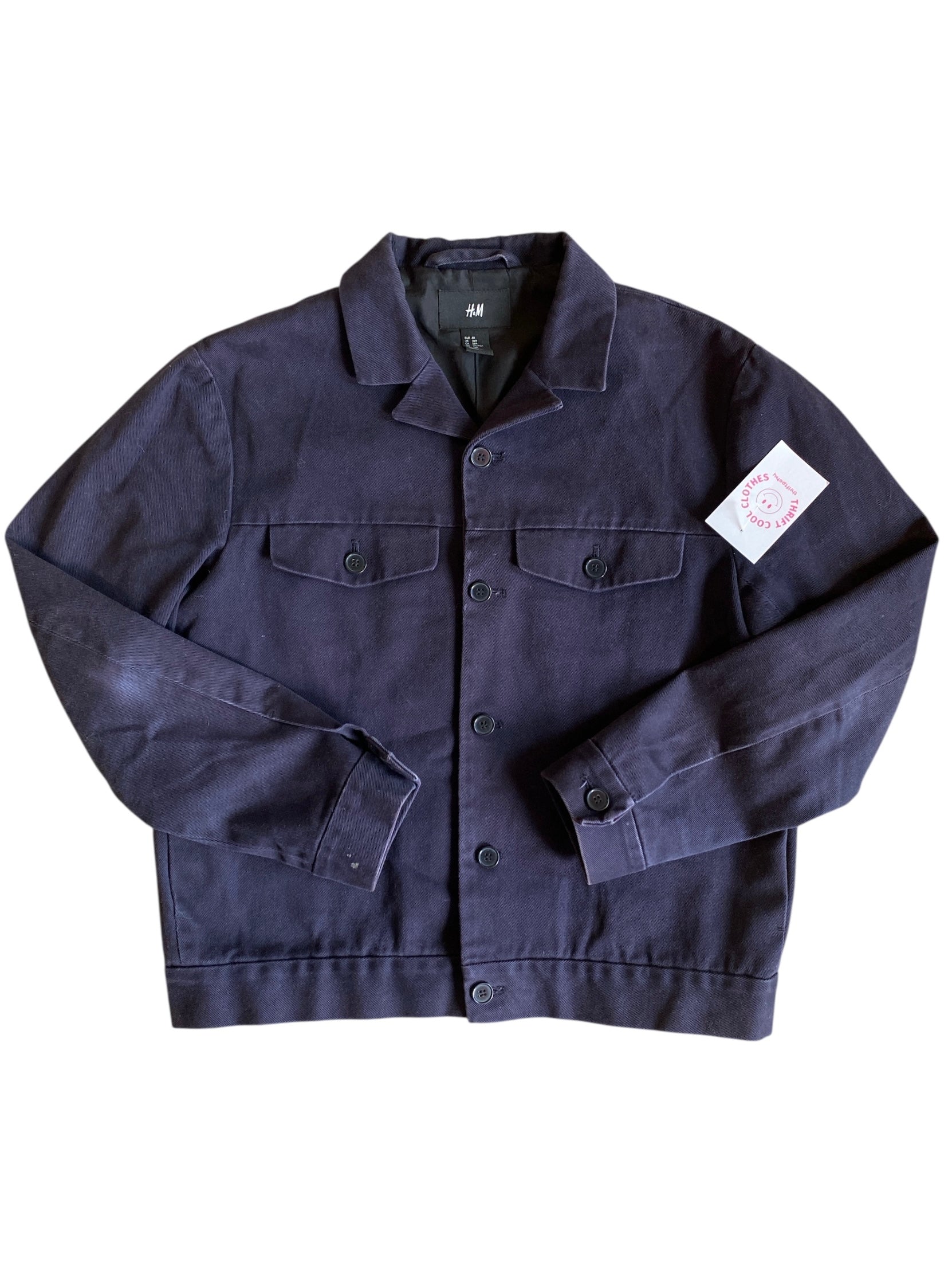 navy blue H&M canvas jacket, 38r