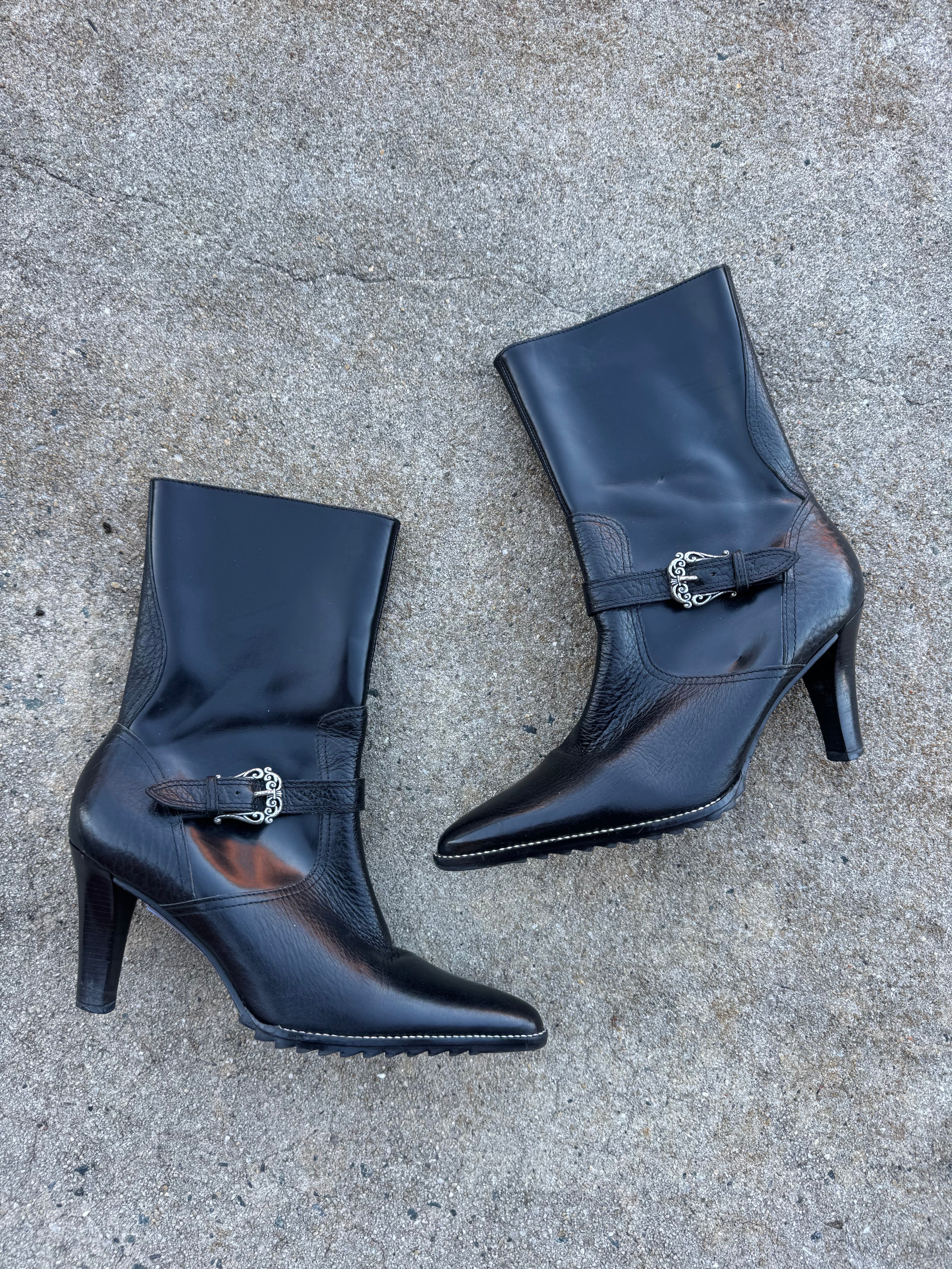 black unisa pointed toed booties, 7
