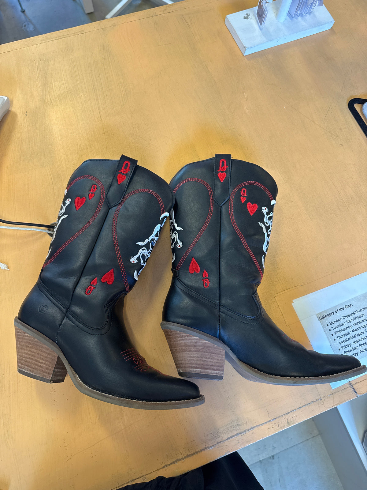 black red white dingo queen of hearts cowboy boots, 9